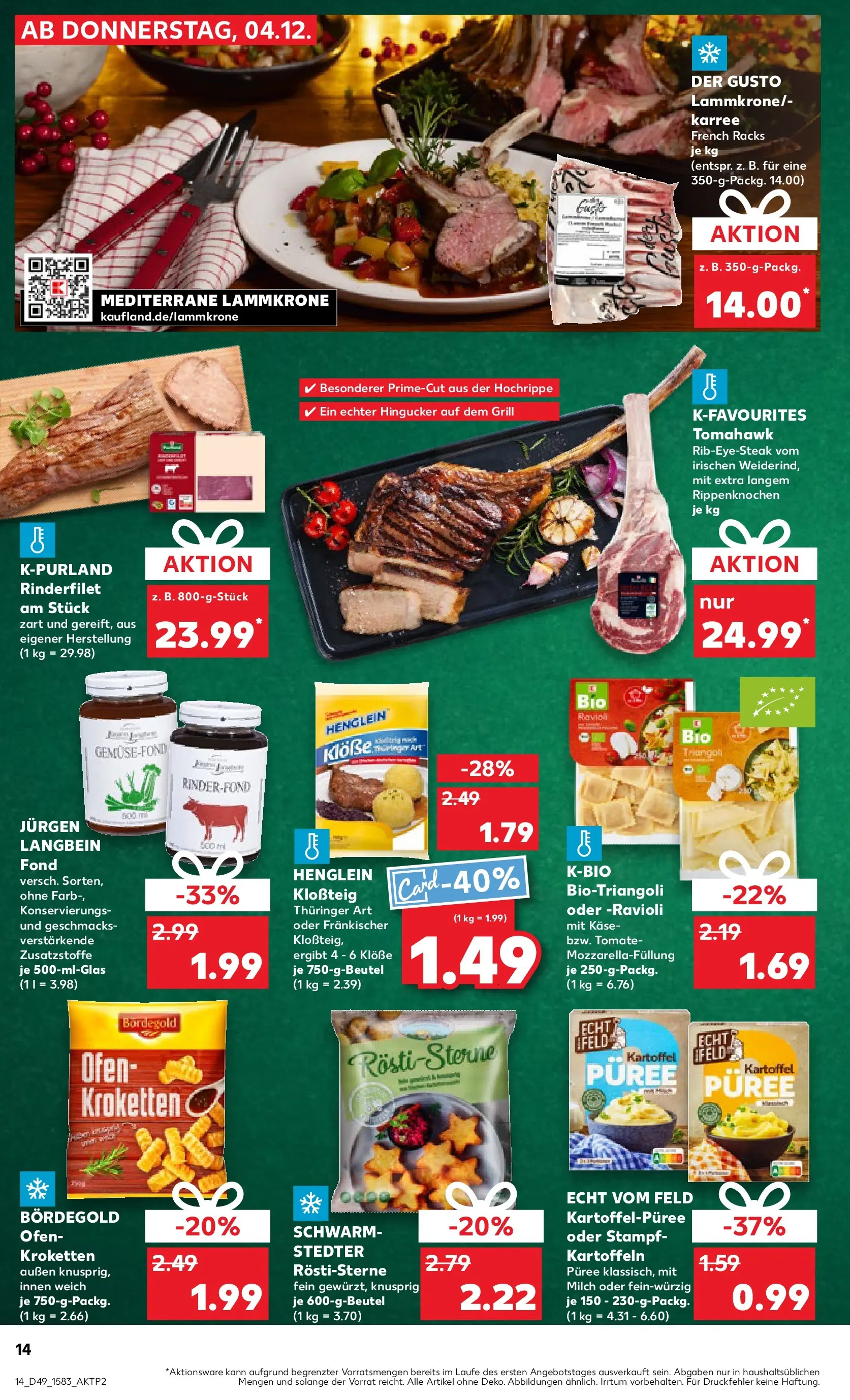 Prospekt Kaufland ab 04.12.2025 » Angebote und Werbung Online | Seite: 14 | Produkte: Grill, Kartoffeln, Pasta, Steak Prospekt Kaufland ab 04.12.2025 » Angebote Online zum Blättern | Seite: 14 | Produkte: Grill, Kartoffeln, Pasta, Steak