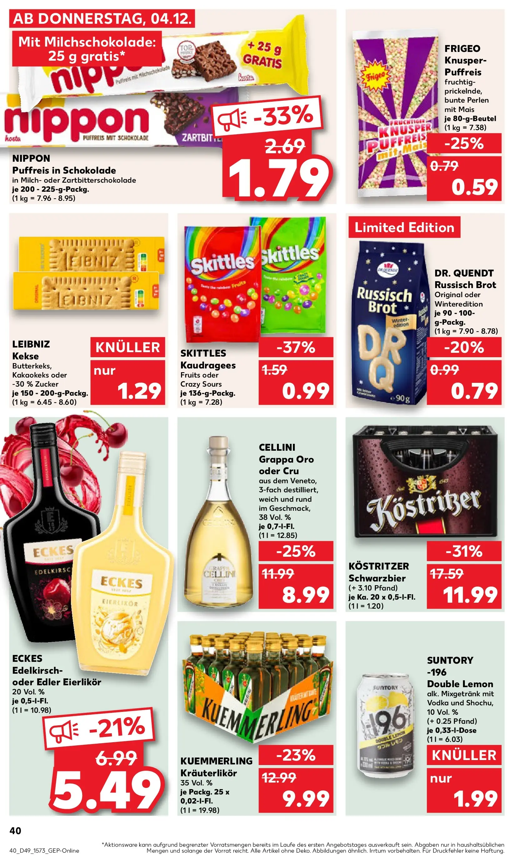 Prospekt Kaufland ab 04.12.2025 » Angebote Online zum Blättern | Seite: 40 | Produkte: Milch, Kuemmerling, Zucker, Kekse