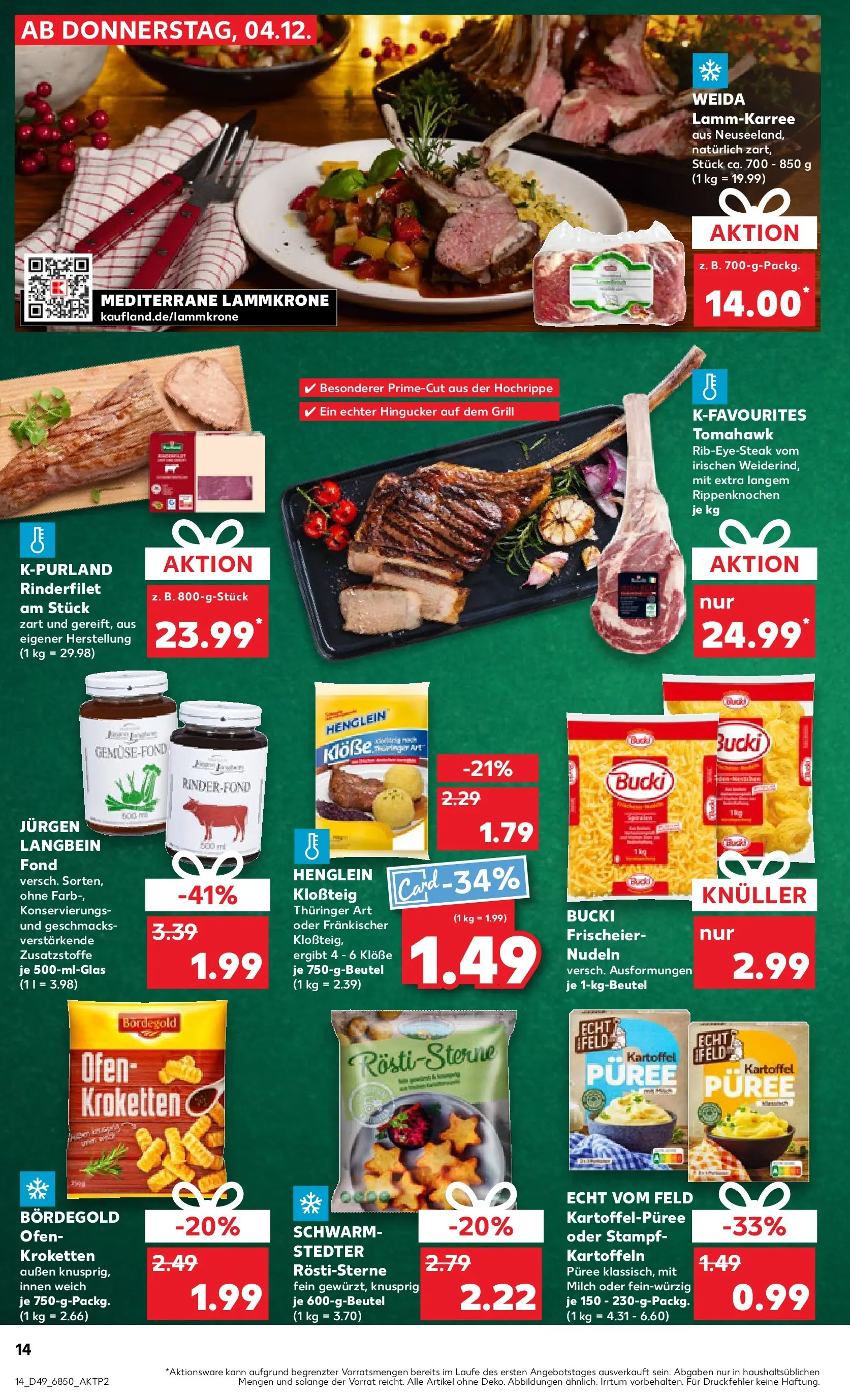 Prospekt Kaufland ab 04.12.2025 » Angebote Online zum Blättern | Seite: 14 | Produkte: Ofen, Grill, Rinderfilet, Nudeln