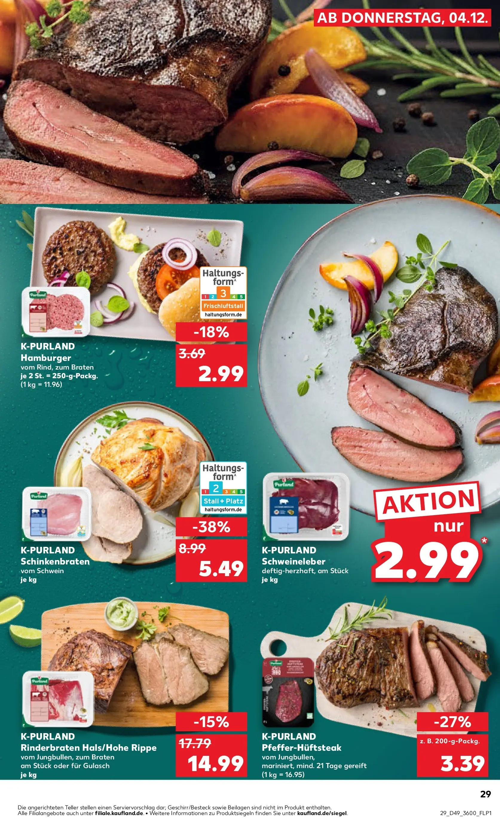 Prospekt Kaufland ab 04.12.2025 » Angebote Online zum Blättern | Seite: 29 | Produkte: Rinderbraten, Gulasch, Steak