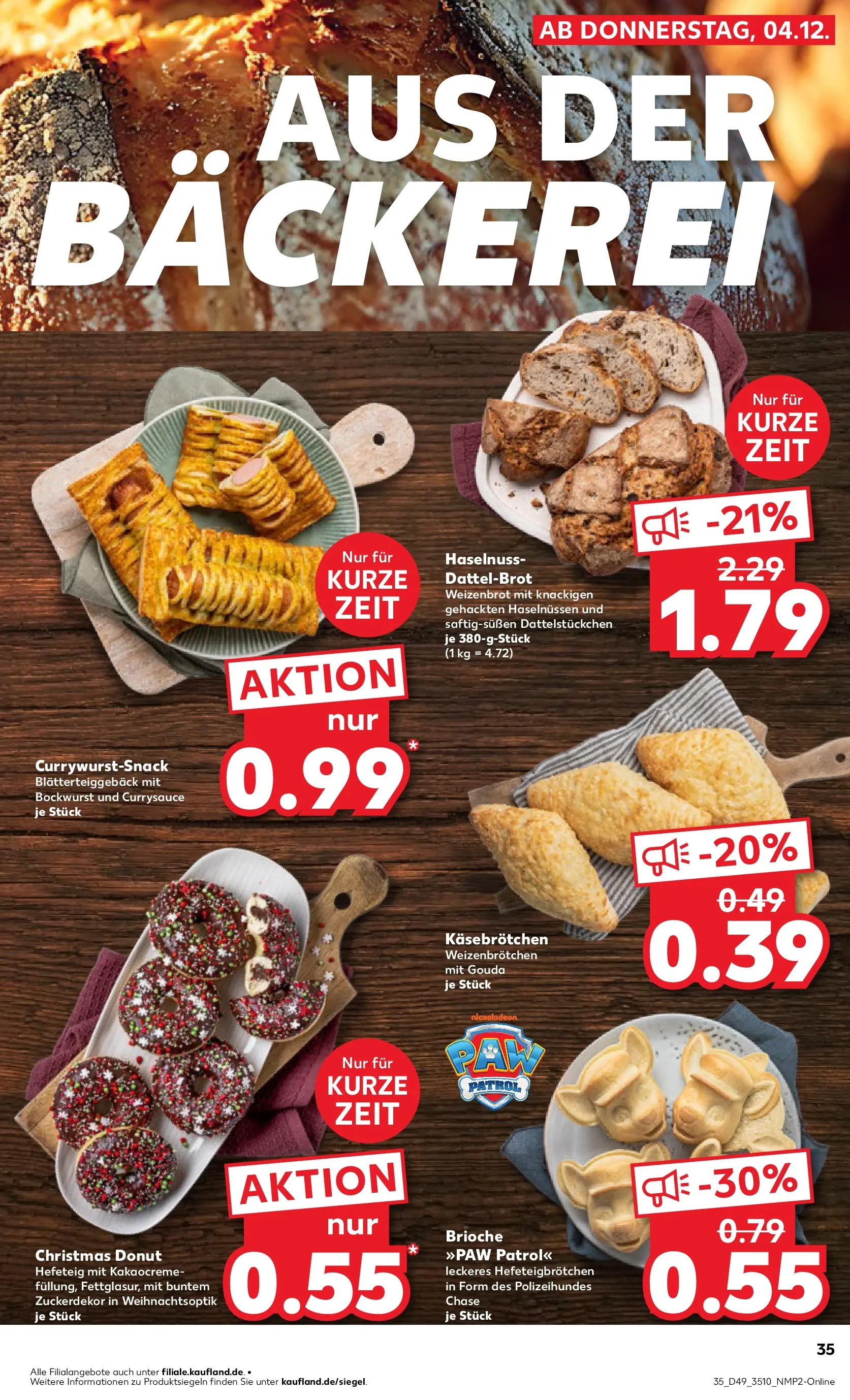 Prospekt Kaufland ab 04.12.2025 » Angebote Online zum Blättern | Seite: 35 | Produkte: Bockwurst, Bäckerei, Gouda