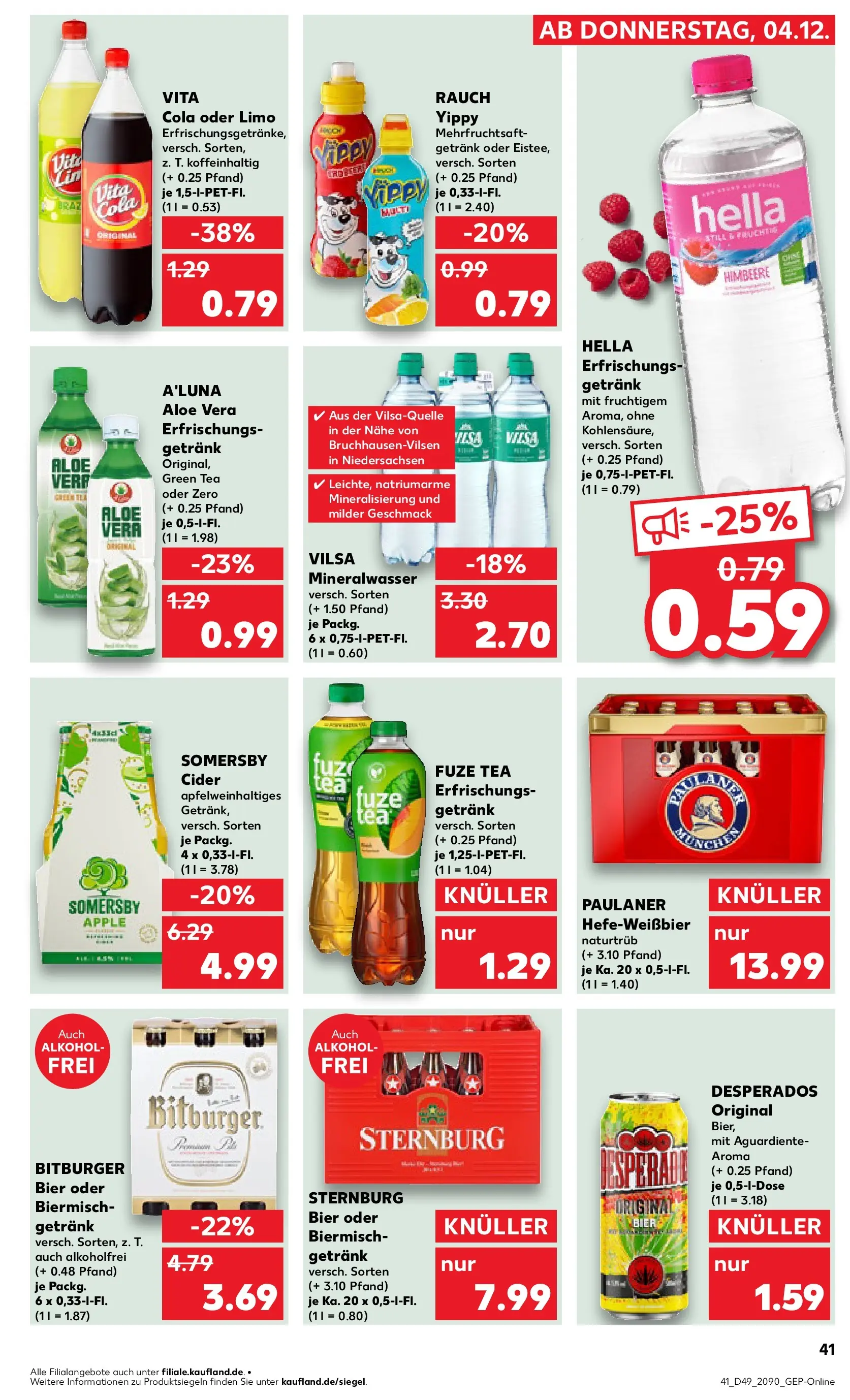 Prospekt Kaufland ab 04.12.2025 » Angebote und Werbung Online | Seite: 41 | Produkte: Bitburger, Mineralwasser, Desperados, Himbeere Prospekt Kaufland ab 04.12.2025 » Angebote Online zum Blättern | Seite: 41 | Produkte: Bitburger, Mineralwasser, Desperados, Himbeere