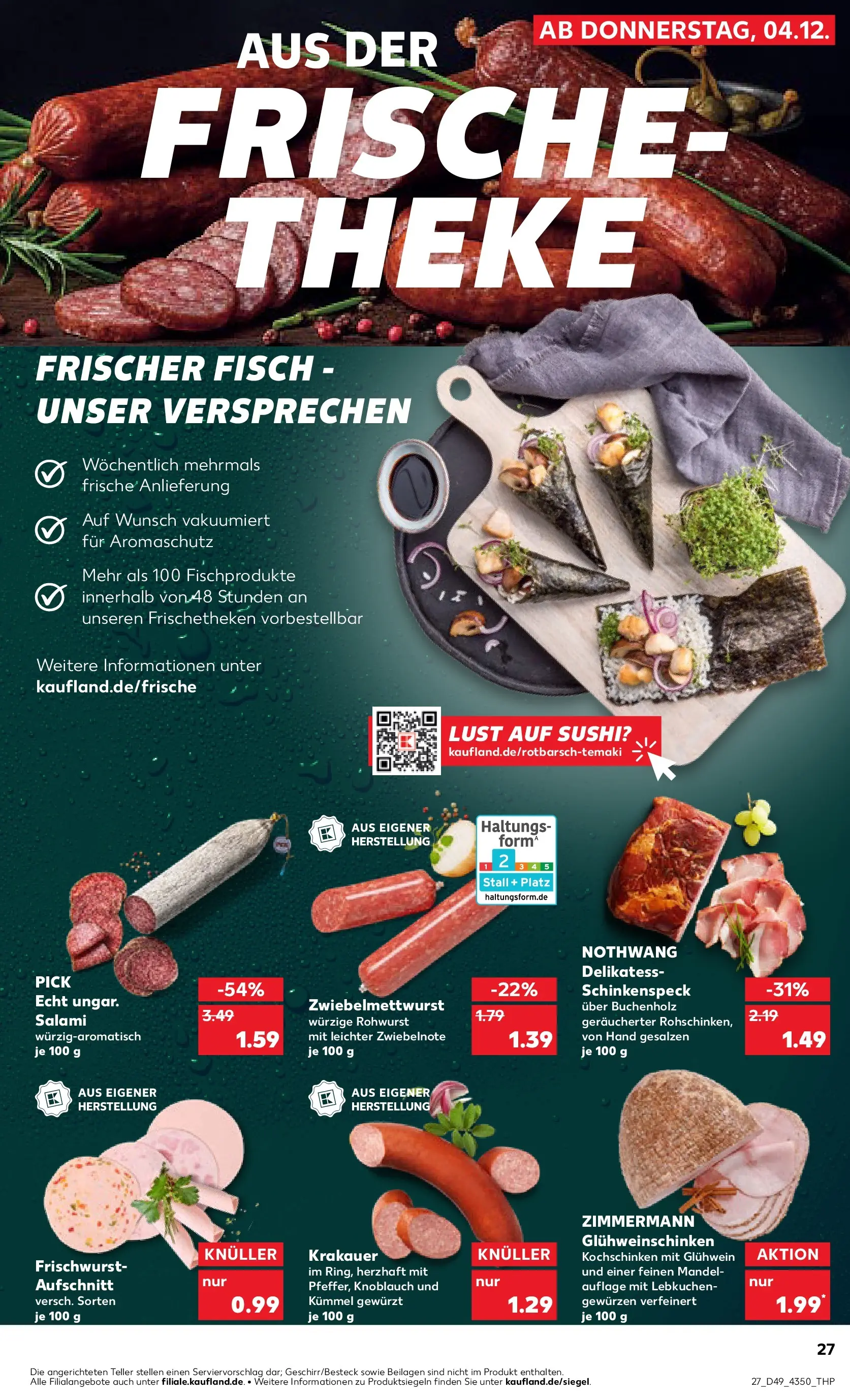 Prospekt Kaufland ab 03.12.2025 » Angebote Online zum Blättern | Seite: 27 | Produkte: Theke, Fisch, Knoblauch, Salami