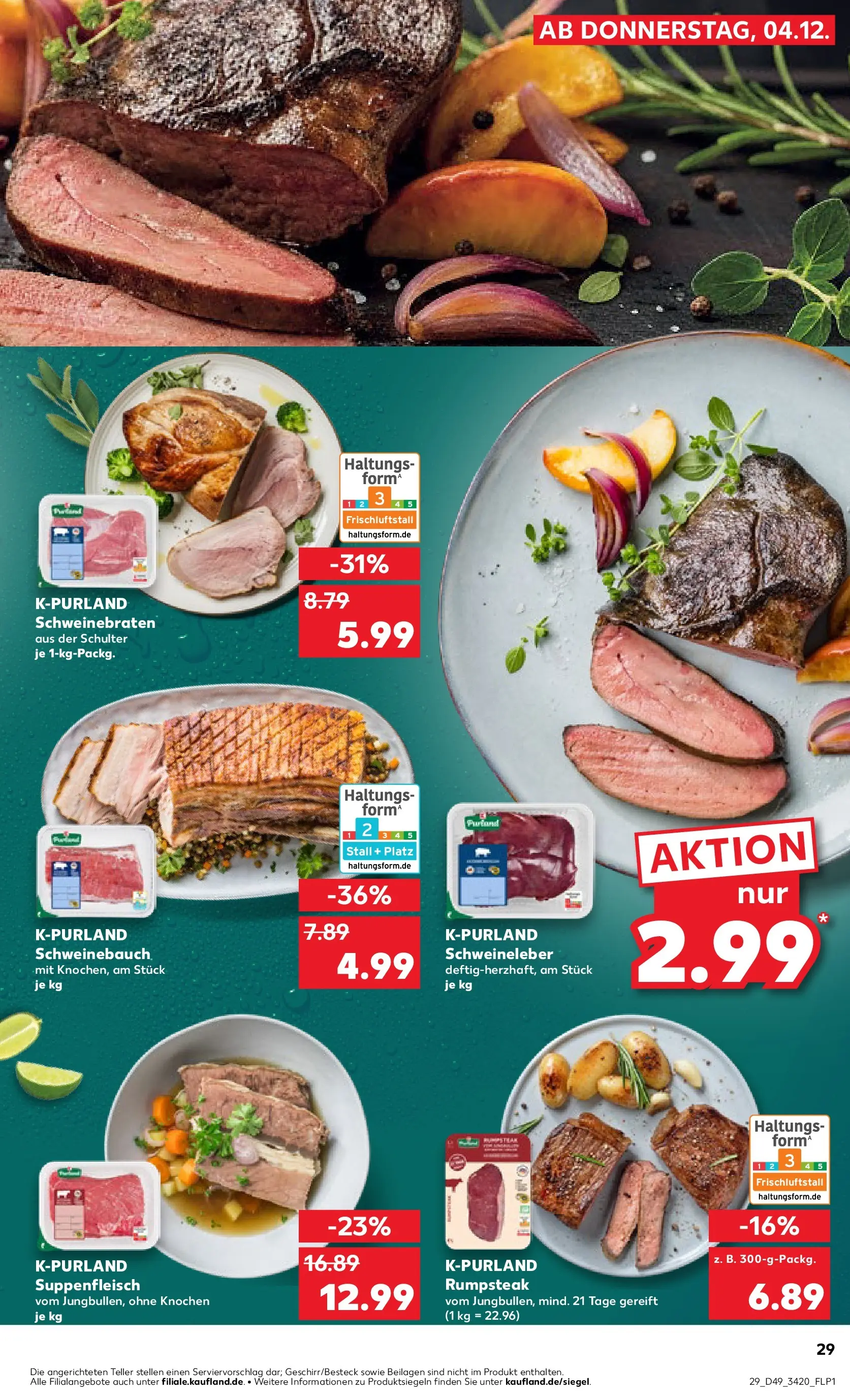 Prospekt Kaufland ab 04.12.2025 » Angebote Online zum Blättern | Seite: 29 | Produkte: Rumpsteak, Schweinebauch, Suppenfleisch