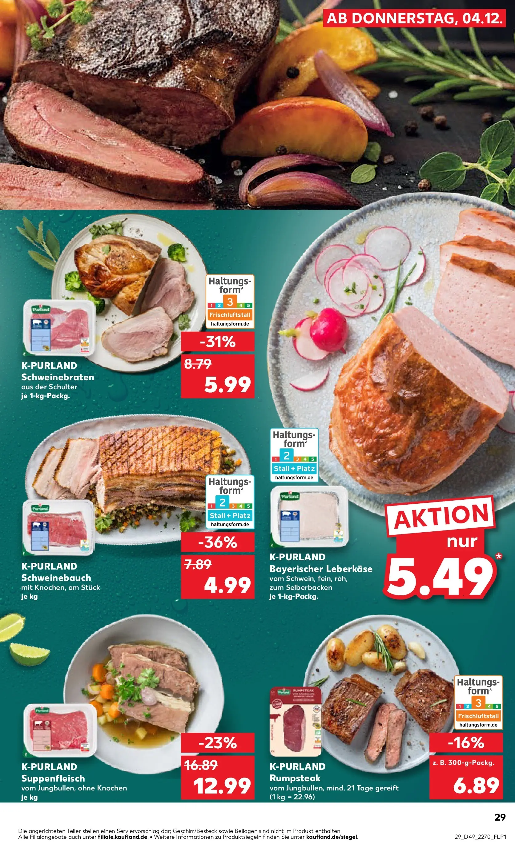 Prospekt Kaufland ab 03.12.2025 » Angebote Online zum Blättern | Seite: 29 | Produkte: Rumpsteak, Schweinebauch, Suppenfleisch, Steak