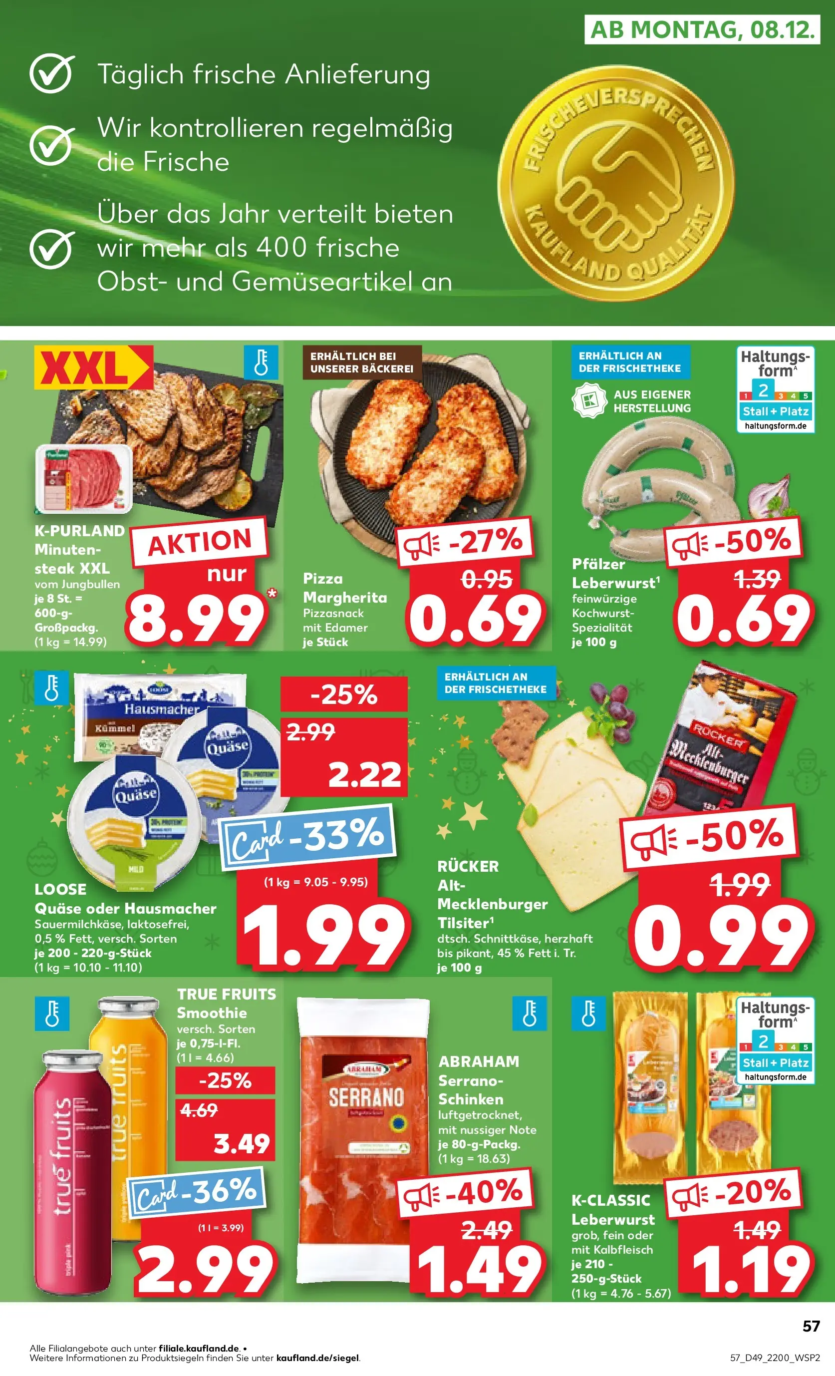 Prospekt Kaufland ab 04.12.2025 » Angebote Online zum Blättern | Seite: 57 | Produkte: Bäckerei, Edamer, Obst, Serrano schinken