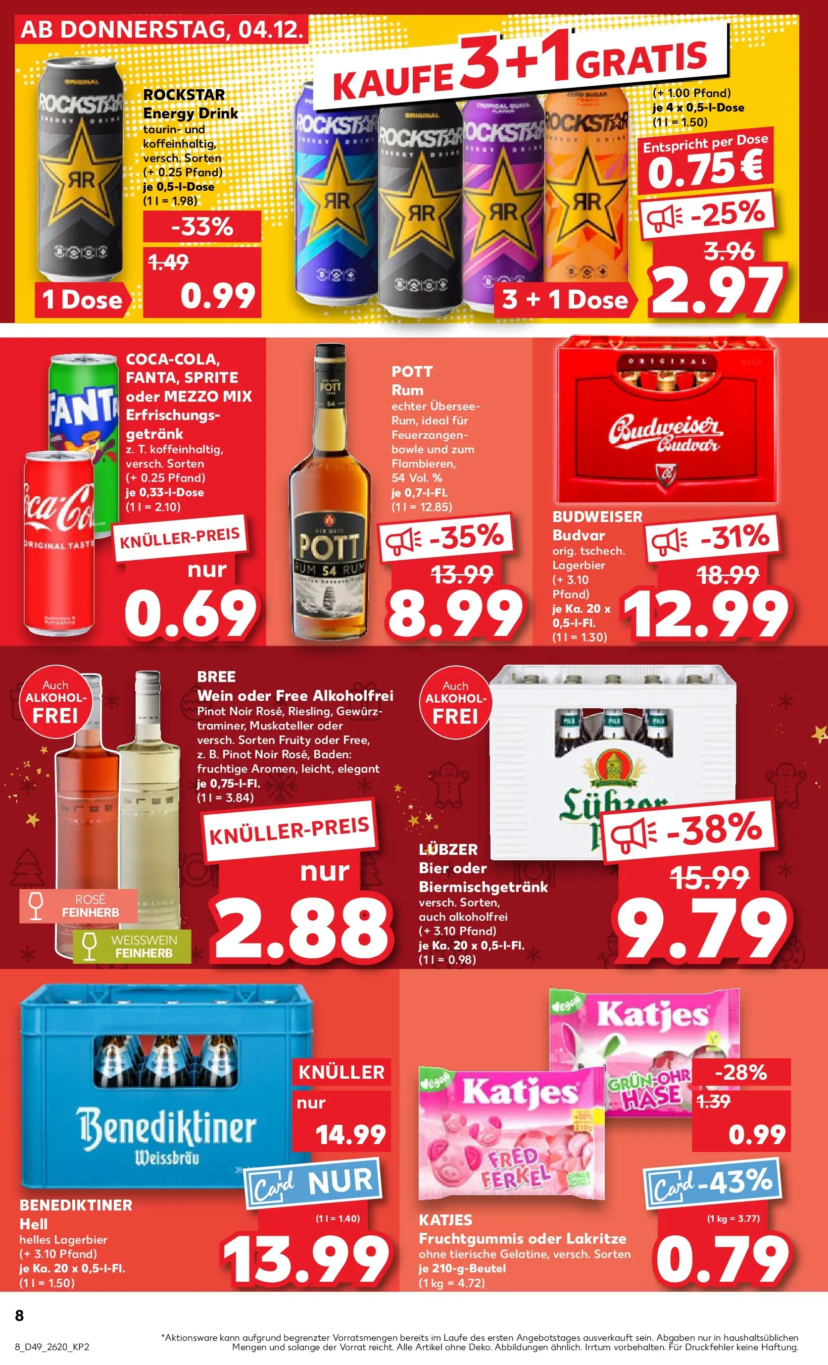 Prospekt Kaufland ab 04.12.2025 » Angebote Online zum Blättern | Seite: 8 | Produkte: Bier, Rockstar, Katjes, Oder mezzo mix