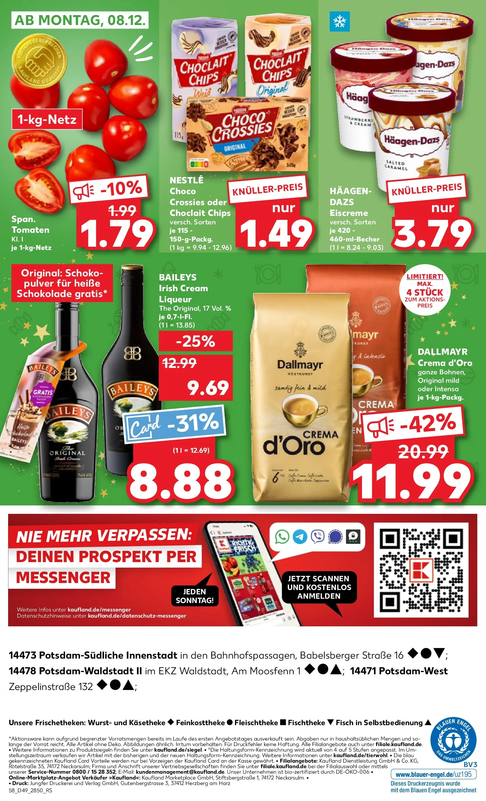 Prospekt Kaufland ab 03.12.2025 » Angebote Online zum Blättern | Seite: 58 | Produkte: Schokolade, Tomaten, Eiscreme, Chips