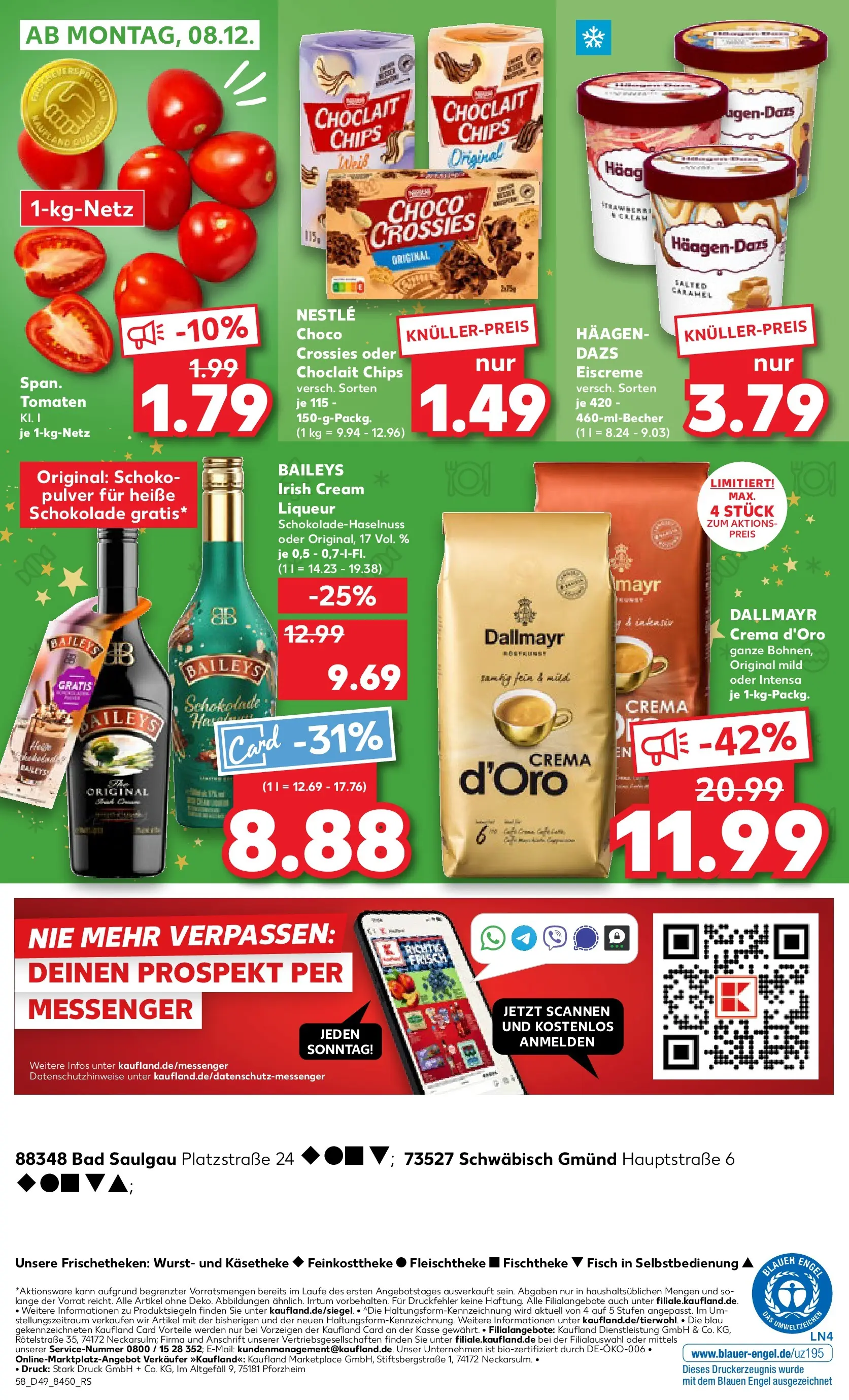 Prospekt Kaufland ab 04.12.2025 » Angebote Online zum Blättern | Seite: 58 | Produkte: Schokolade, Tomaten, Eiscreme, Chips