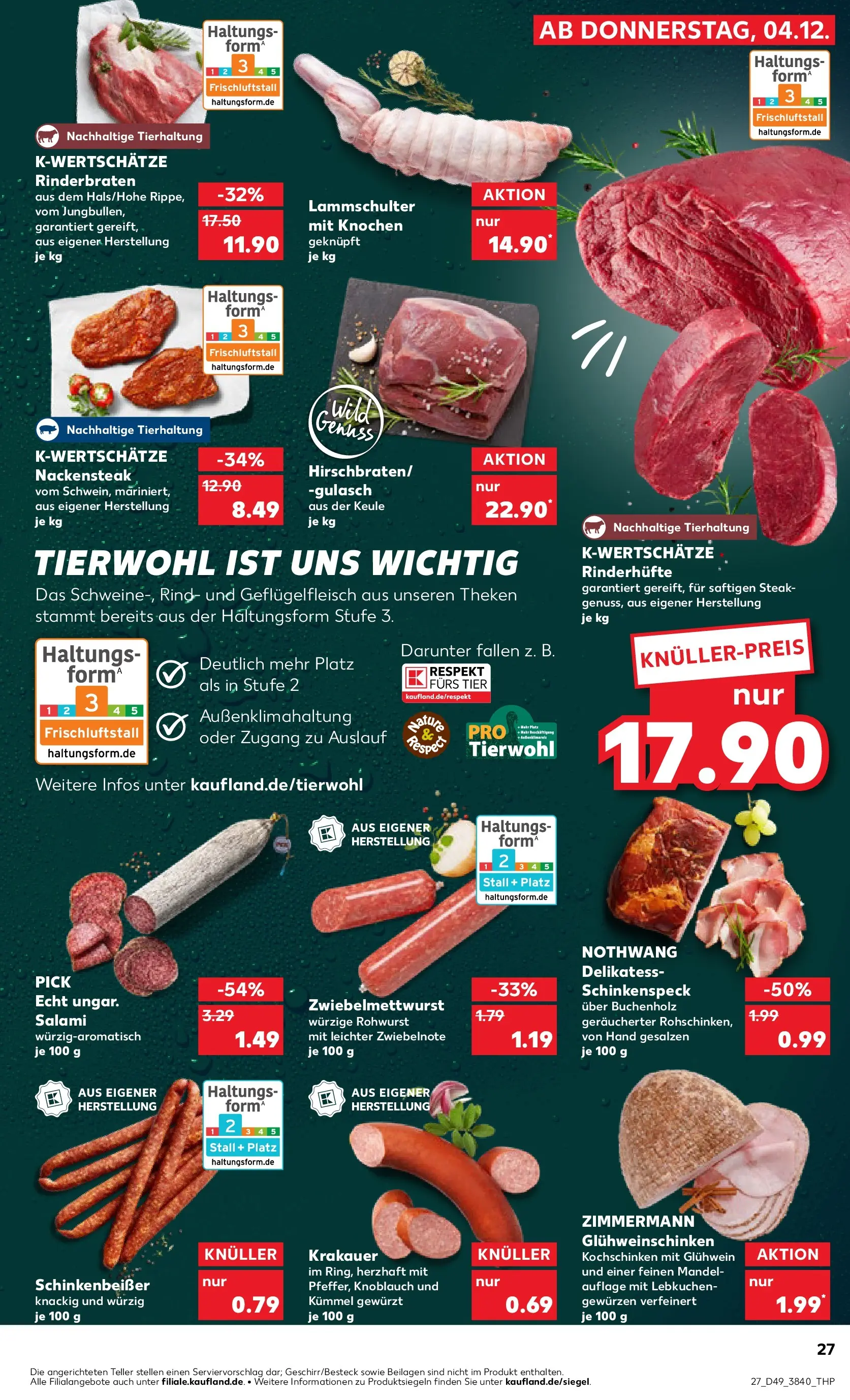 Prospekt Kaufland ab 04.12.2025 » Angebote und Werbung Online | Seite: 27 | Produkte: Rinderbraten, Gulasch, Knoblauch, Salami Prospekt Kaufland ab 04.12.2025 » Angebote Online zum Blättern | Seite: 27 | Produkte: Rinderbraten, Gulasch, Knoblauch, Salami