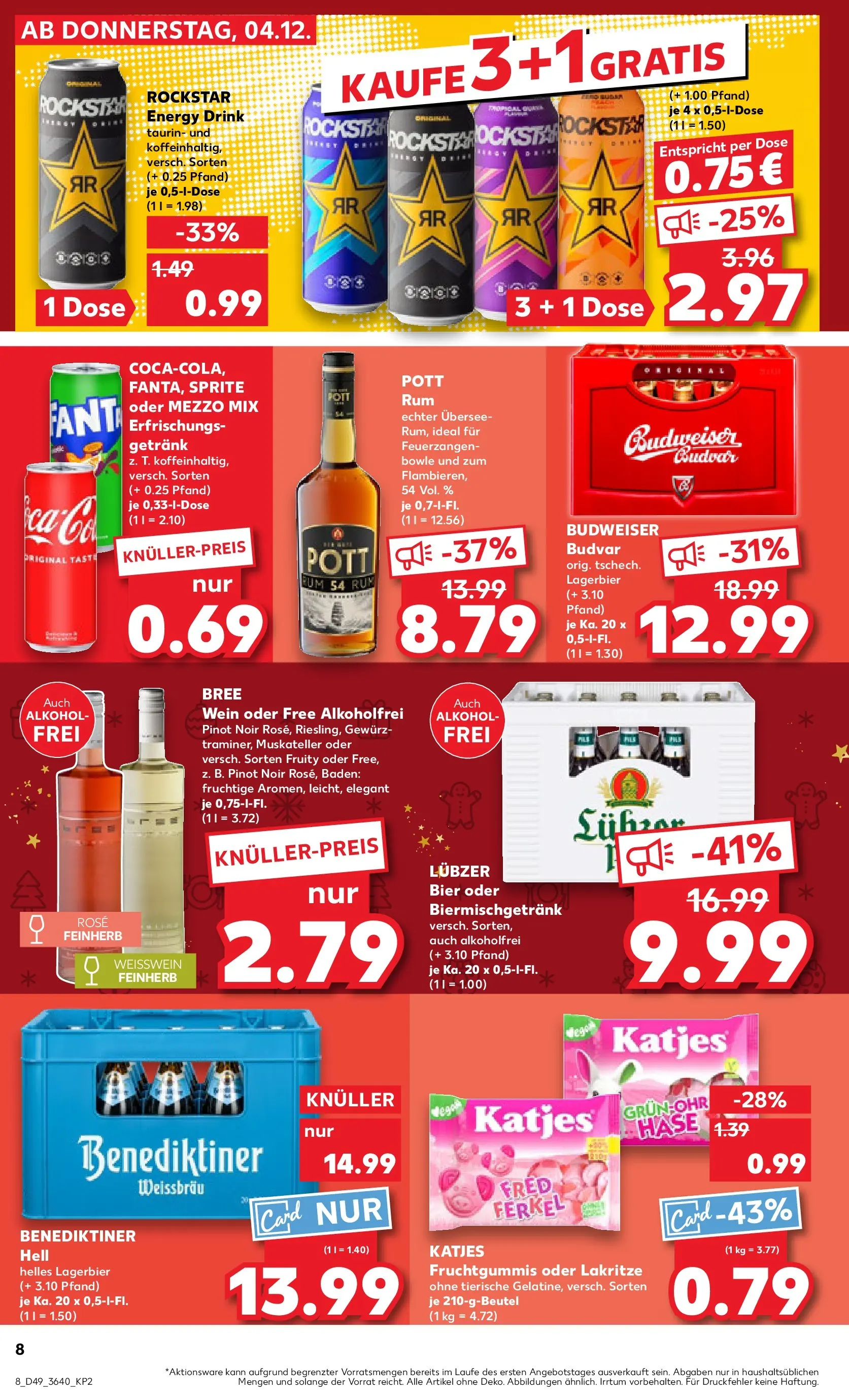 Prospekt Kaufland ab 04.12.2025 » Angebote Online zum Blättern | Seite: 8 | Produkte: Sprite, Bier, Katjes, Benediktiner hell