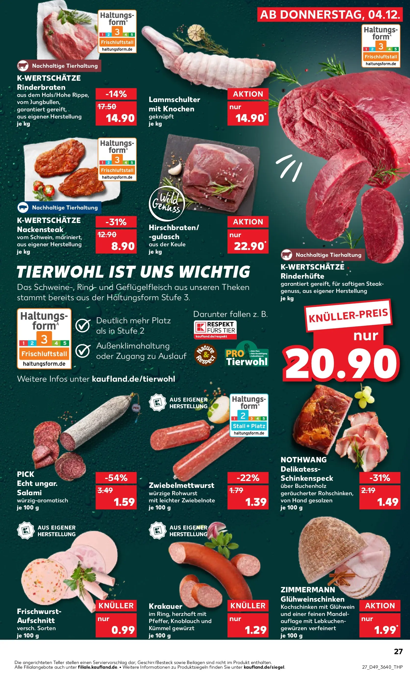 Prospekt Kaufland ab 04.12.2025 » Angebote und Werbung Online | Seite: 27 | Produkte: Rinderbraten, Gulasch, Knoblauch, Salami Prospekt Kaufland ab 04.12.2025 » Angebote Online zum Blättern | Seite: 27 | Produkte: Rinderbraten, Gulasch, Knoblauch, Salami
