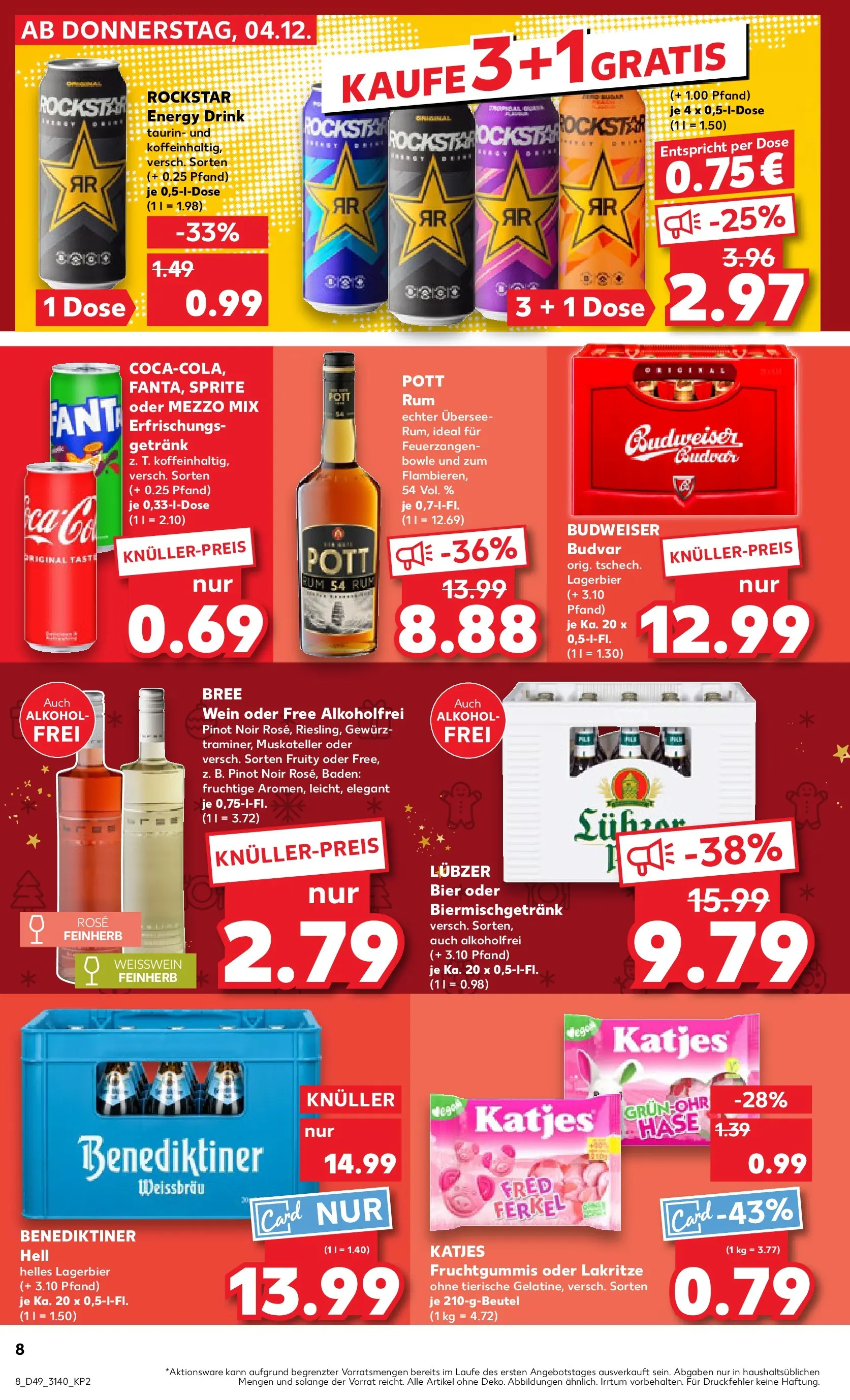 Prospekt Kaufland ab 04.12.2025 » Angebote Online zum Blättern | Seite: 8 | Produkte: Sprite, Energy, Weißwein, Bree