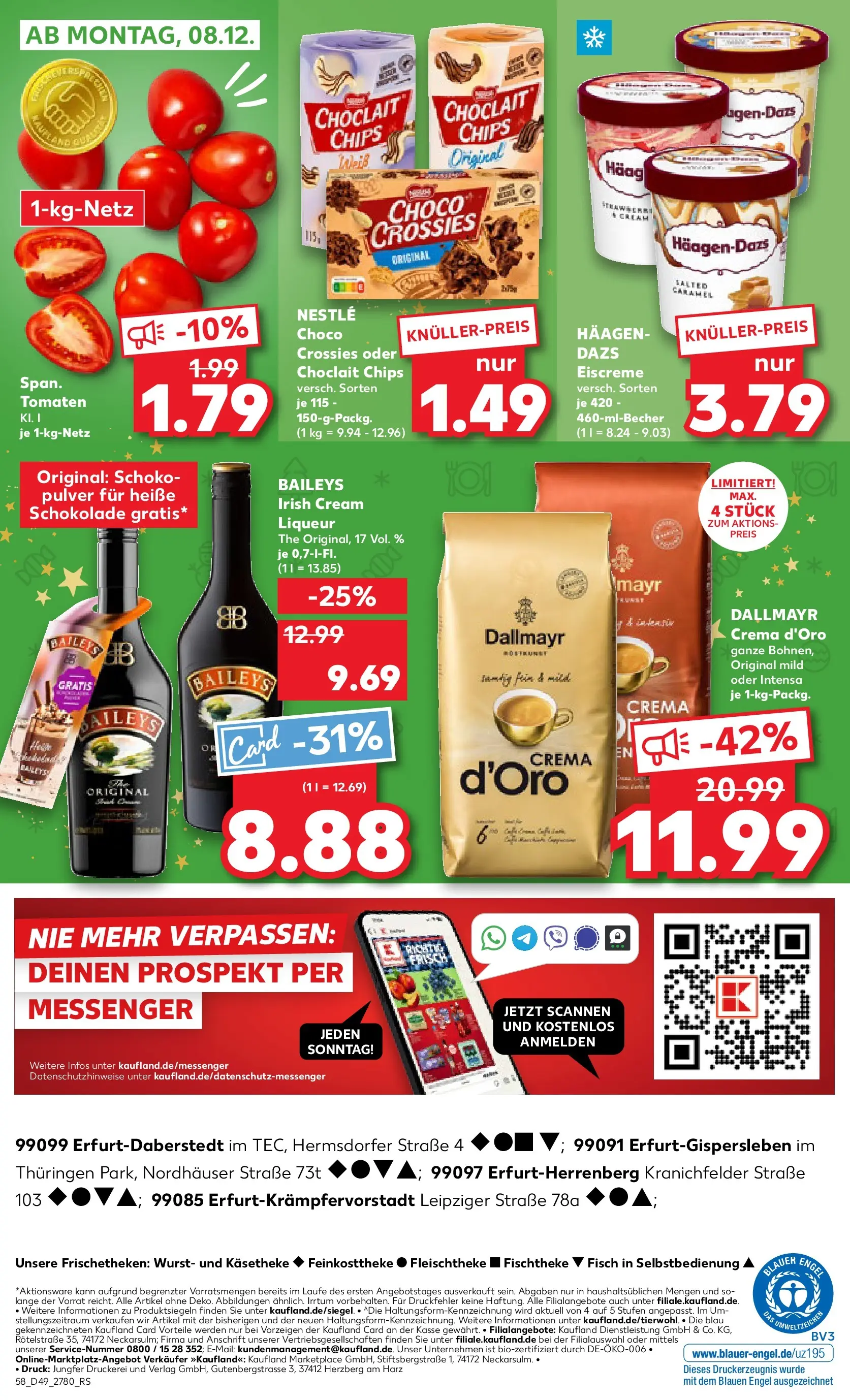 Prospekt Kaufland ab 04.12.2025 » Angebote Online zum Blättern | Seite: 58 | Produkte: Schokolade, Tomaten, Eiscreme, Baileys