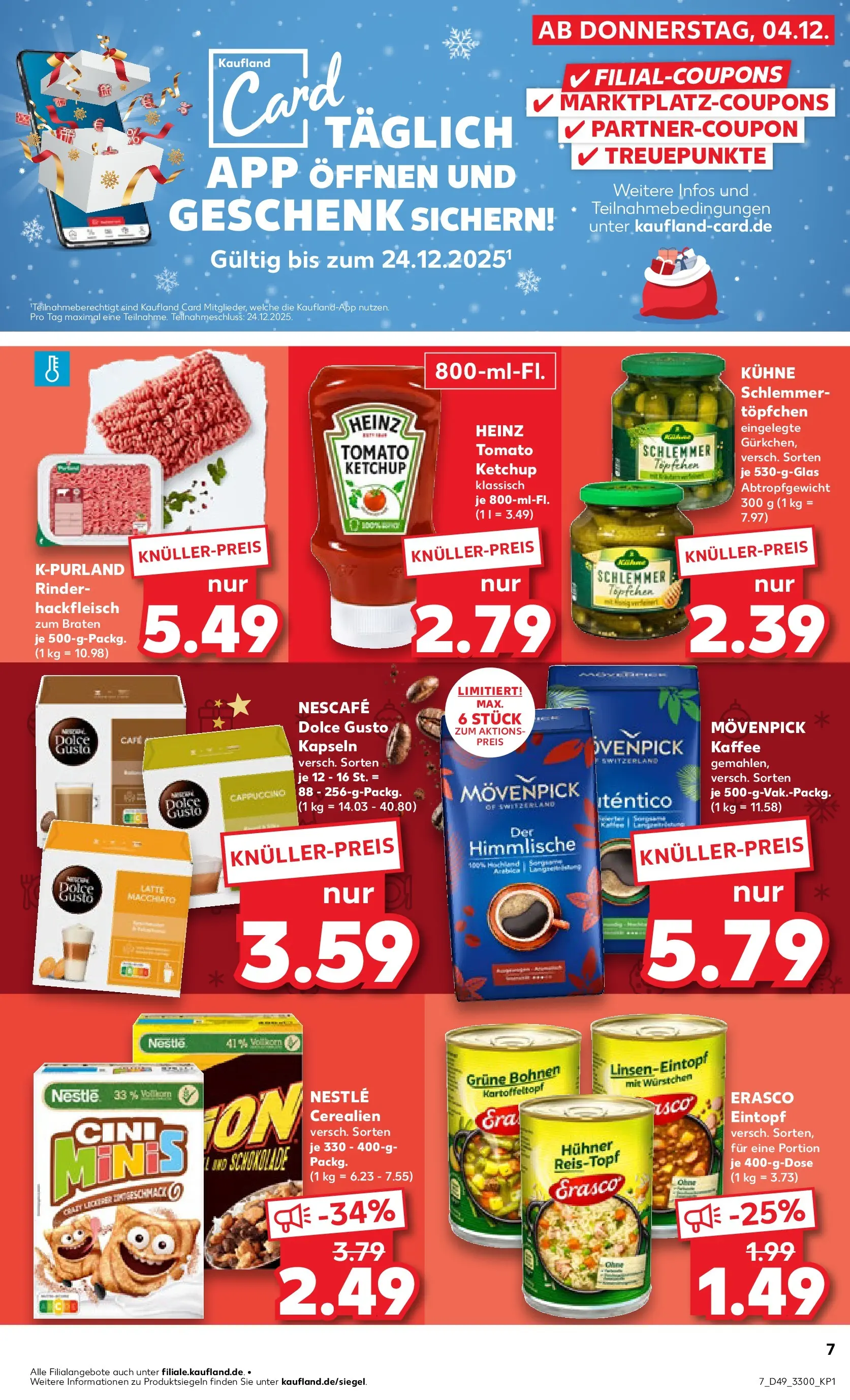 Prospekt Kaufland ab 04.12.2025 » Angebote Online zum Blättern | Seite: 7 | Produkte: Nescafe, Movenpick kaffee, Dolce Gusto kapseln, Erasco