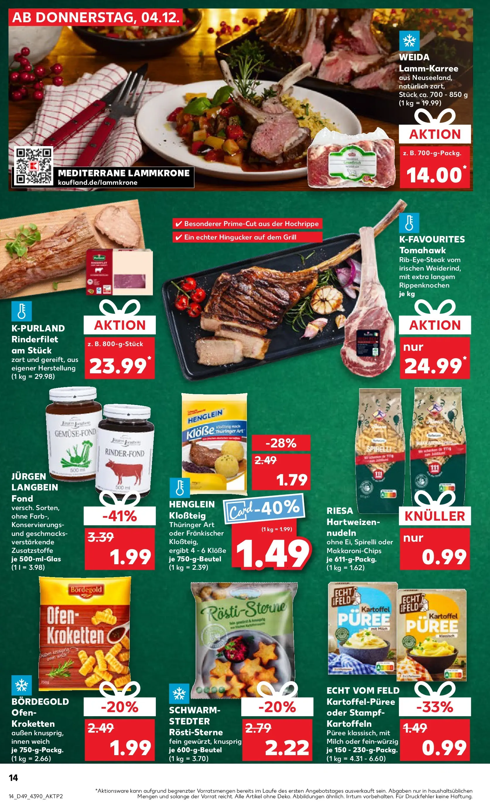 Prospekt Kaufland ab 04.12.2025 » Angebote und Werbung Online | Seite: 14 | Produkte: Ofen, Rinderfilet, Nudeln, Steak Prospekt Kaufland ab 04.12.2025 » Angebote Online zum Blättern | Seite: 14 | Produkte: Ofen, Rinderfilet, Nudeln, Steak
