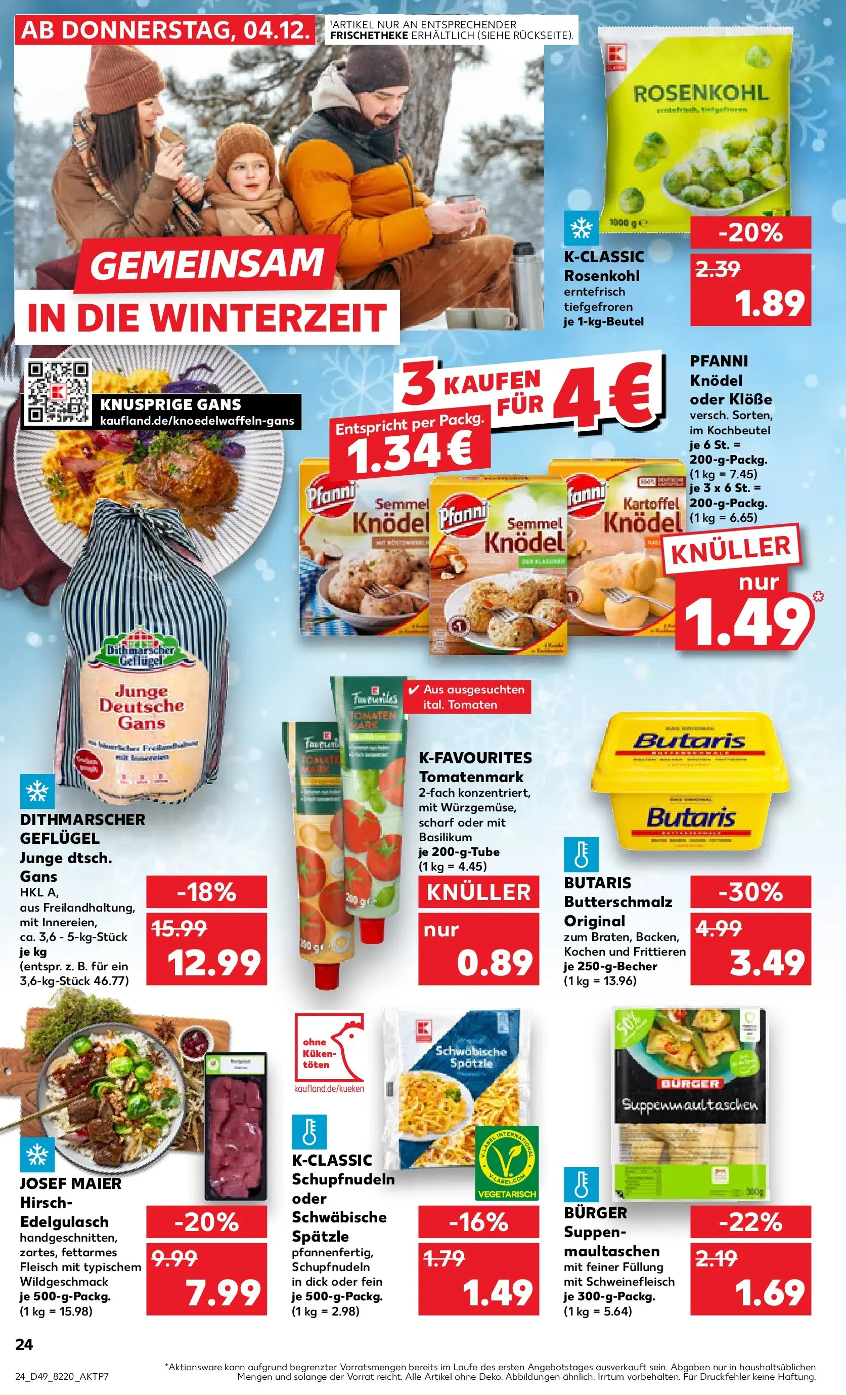 Prospekt Kaufland ab 04.12.2025 » Angebote Online zum Blättern | Seite: 24 | Produkte: Burger, Tomaten, Schweinefleisch, Maultaschen