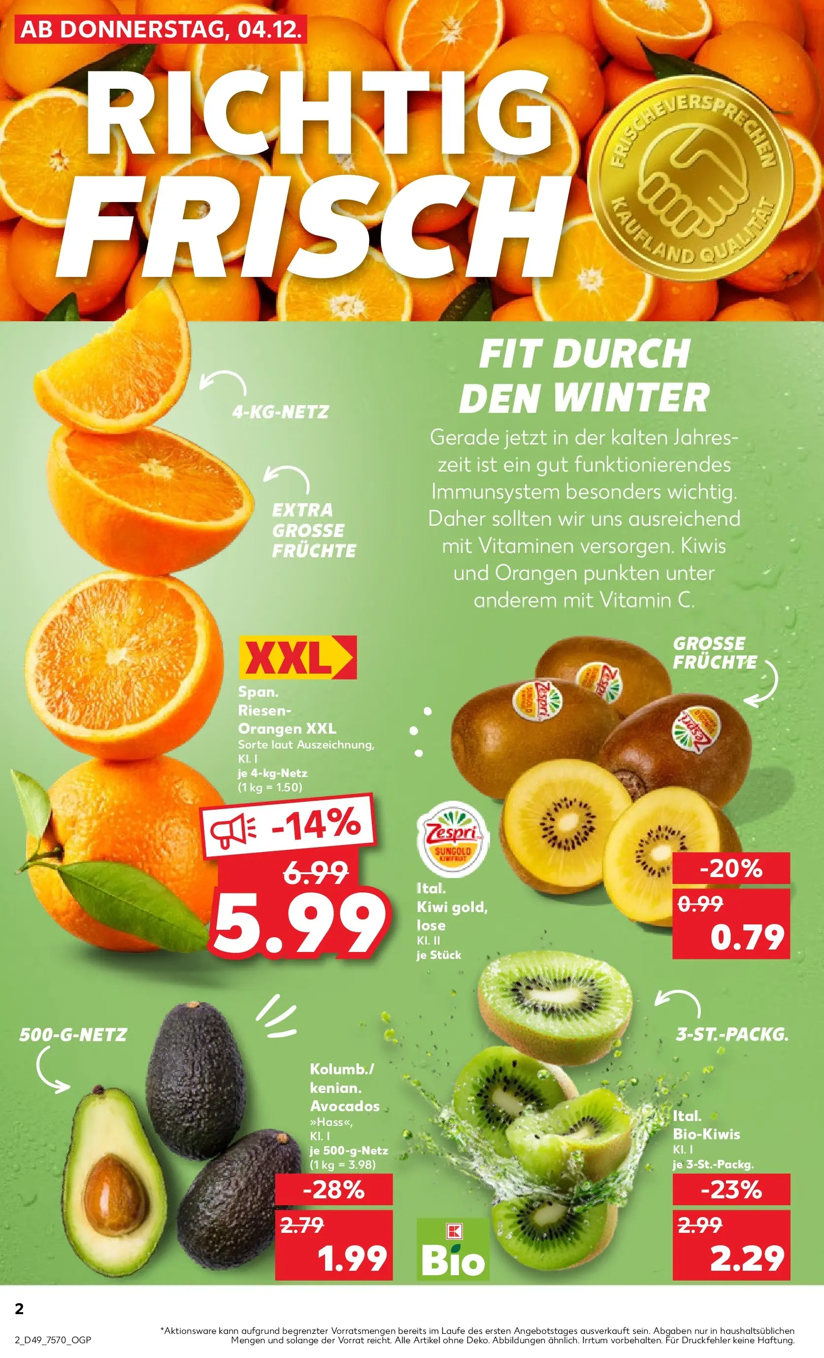 Prospekt Kaufland ab 04.12.2025 » Angebote und Werbung Online | Seite: 10 | Produkte: Orangen, Kiwi Prospekt Kaufland ab 04.12.2025 » Angebote Online zum Blättern | Seite: 10 | Produkte: Orangen, Kiwi