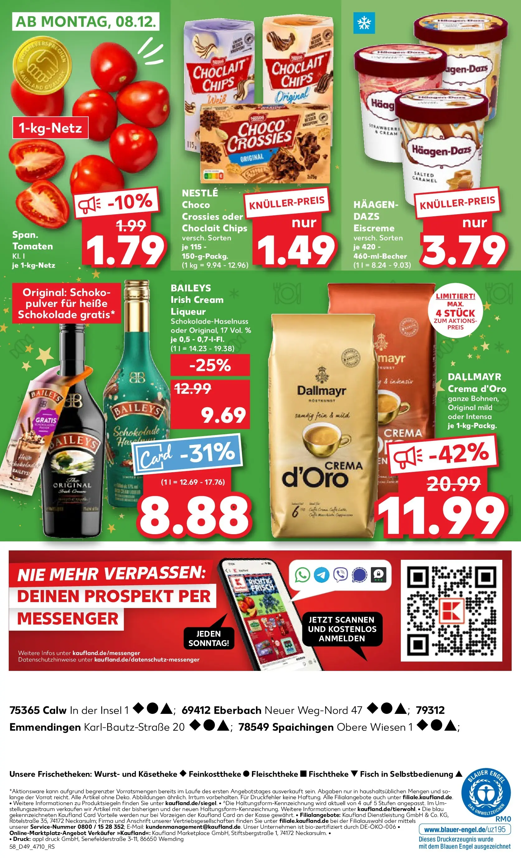 Prospekt Kaufland ab 04.12.2025 » Angebote Online zum Blättern | Seite: 58 | Produkte: Eiscreme, Dallmayr, Wurst, Baileys