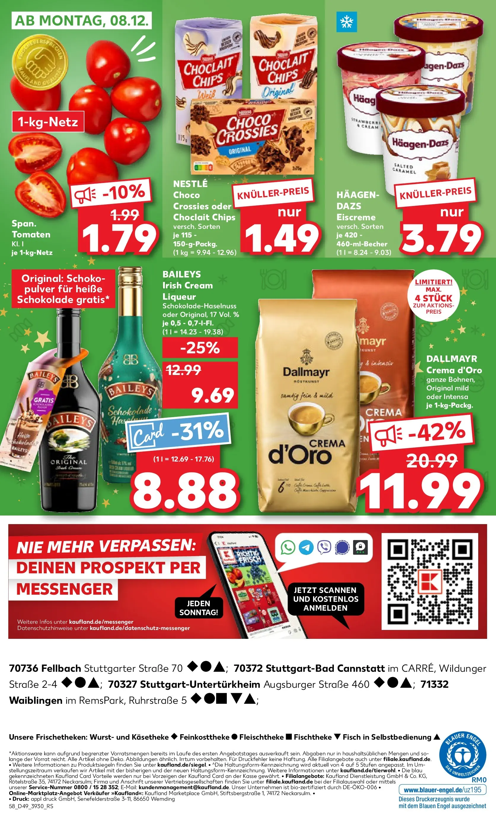 Prospekt Kaufland ab 04.12.2025 » Angebote Online zum Blättern | Seite: 58 | Produkte: Tomaten, Eiscreme, Wurst, Baileys