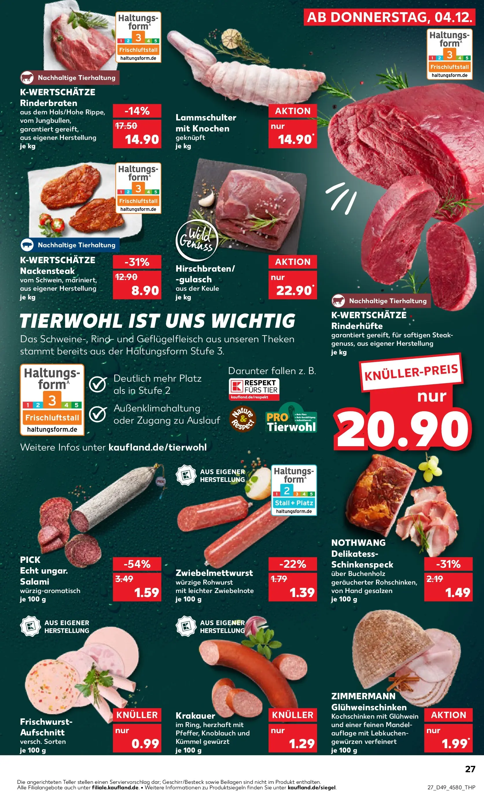 Prospekt Kaufland ab 04.12.2025 » Angebote und Werbung Online | Seite: 27 | Produkte: Gulasch, Knoblauch, Salami, Steak Prospekt Kaufland ab 04.12.2025 » Angebote Online zum Blättern | Seite: 27 | Produkte: Gulasch, Knoblauch, Salami, Steak