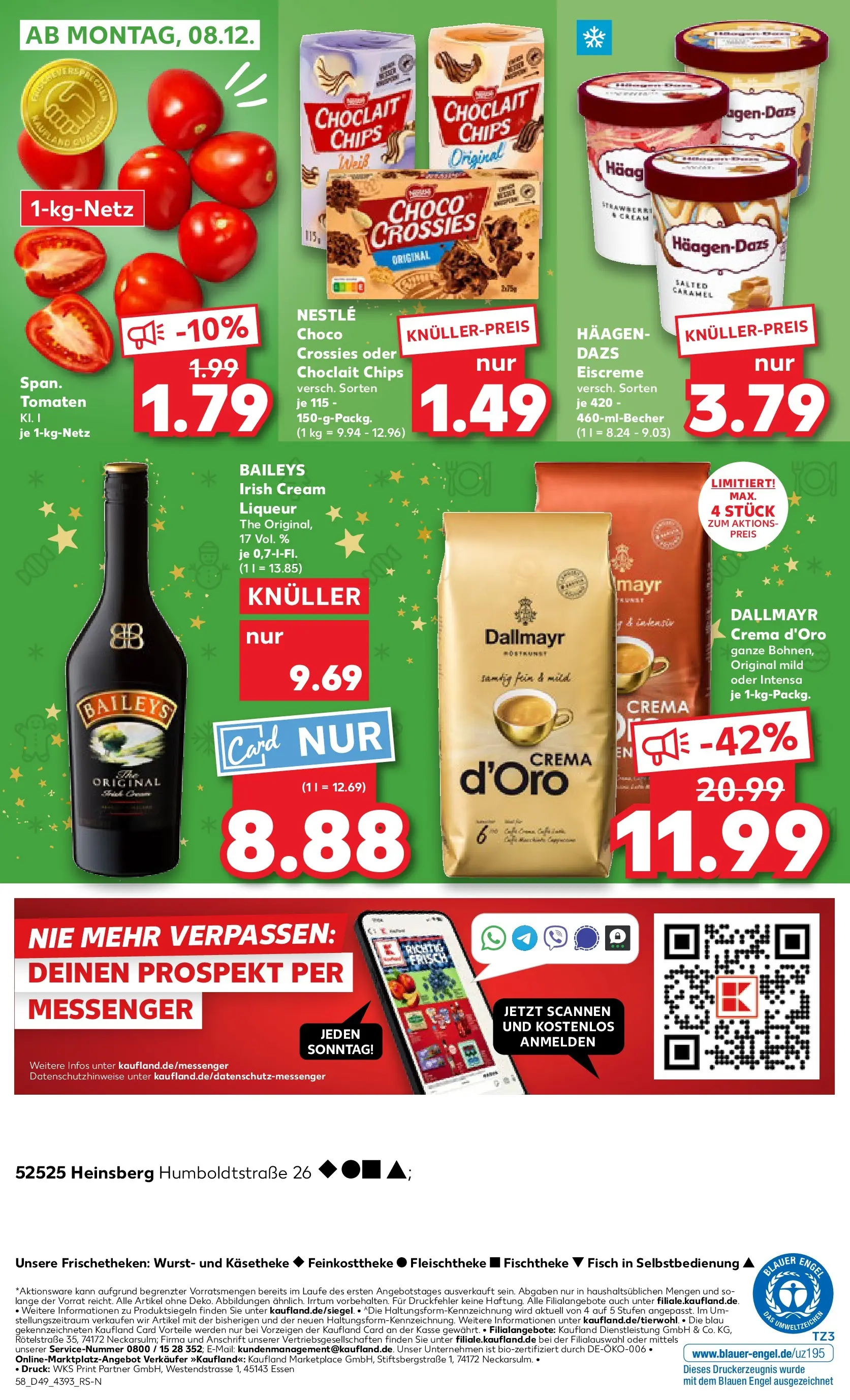 Prospekt Kaufland ab 04.12.2025 » Angebote Online zum Blättern | Seite: 58 | Produkte: Tomaten, Eiscreme, Wurst, Baileys