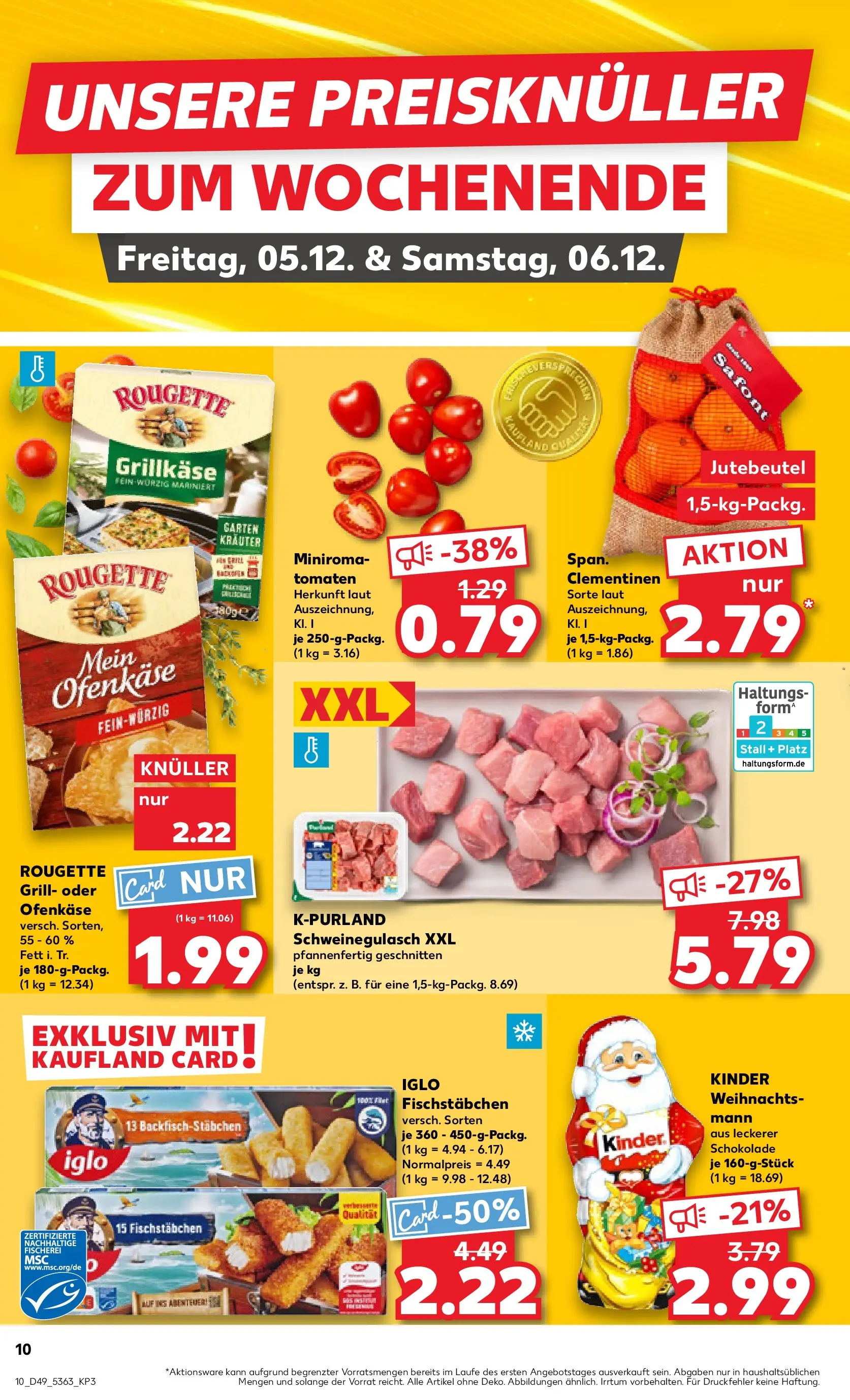 Prospekt Kaufland ab 04.12.2025 » Angebote Online zum Blättern | Seite: 10 | Produkte: Schweinegulasch, Grill, Schokolade, Iglo