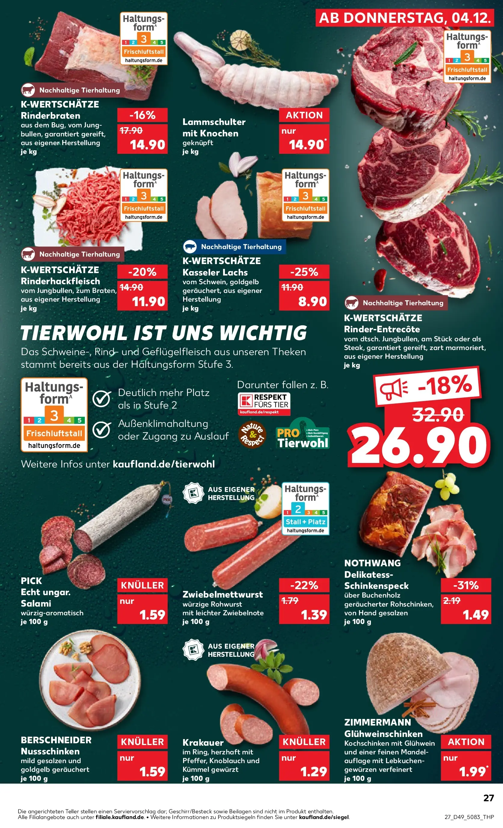 Prospekt Kaufland ab 04.12.2025 » Angebote und Werbung Online | Seite: 27 | Produkte: Rinderbraten, Knoblauch, Salami, Steak Prospekt Kaufland ab 04.12.2025 » Angebote Online zum Blättern | Seite: 27 | Produkte: Rinderbraten, Knoblauch, Salami, Steak