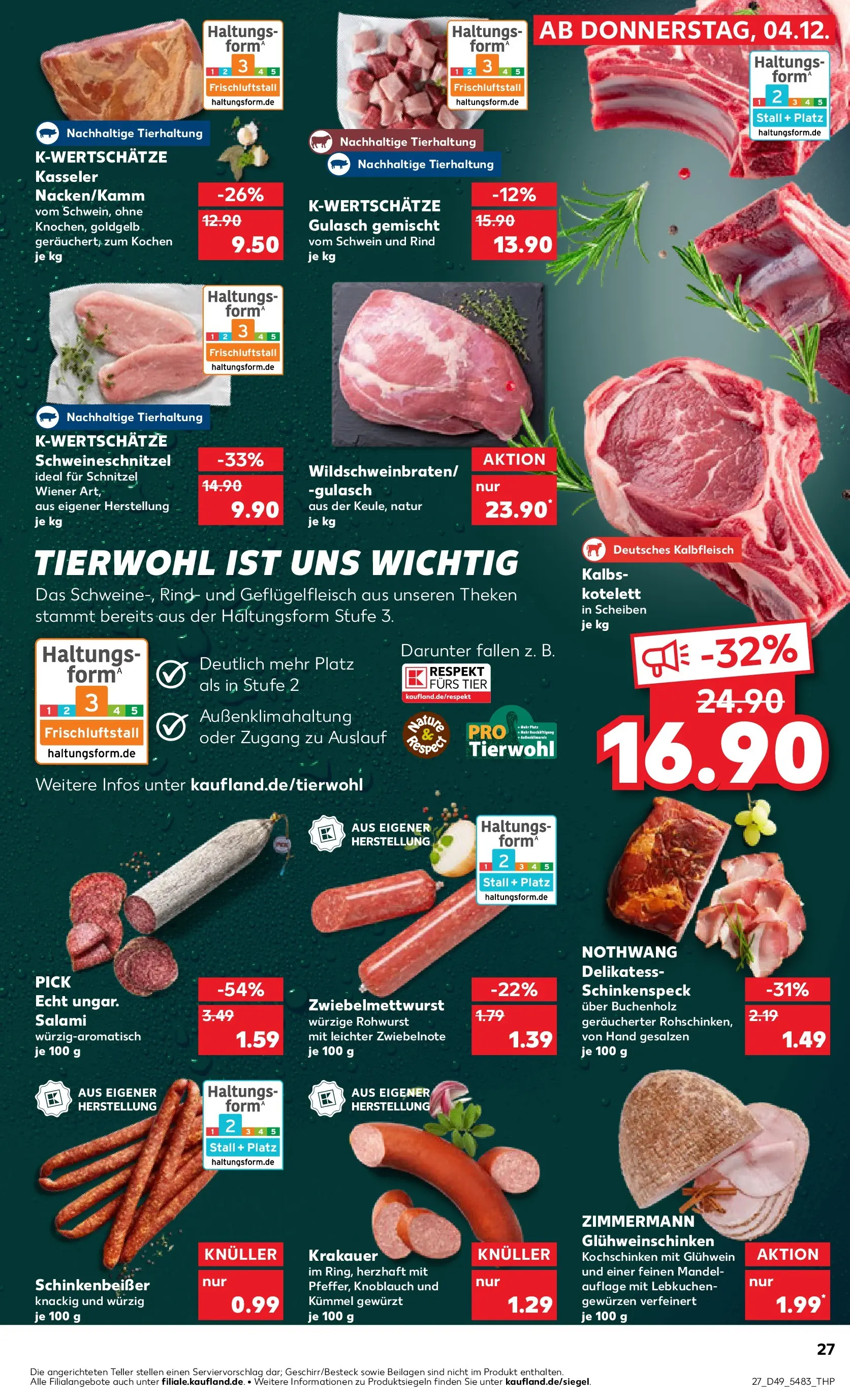 Prospekt Kaufland ab 04.12.2025 » Angebote und Werbung Online | Seite: 27 | Produkte: Schnitzel, Gulasch, Knoblauch, Salami Prospekt Kaufland ab 04.12.2025 » Angebote Online zum Blättern | Seite: 27 | Produkte: Schnitzel, Gulasch, Knoblauch, Salami
