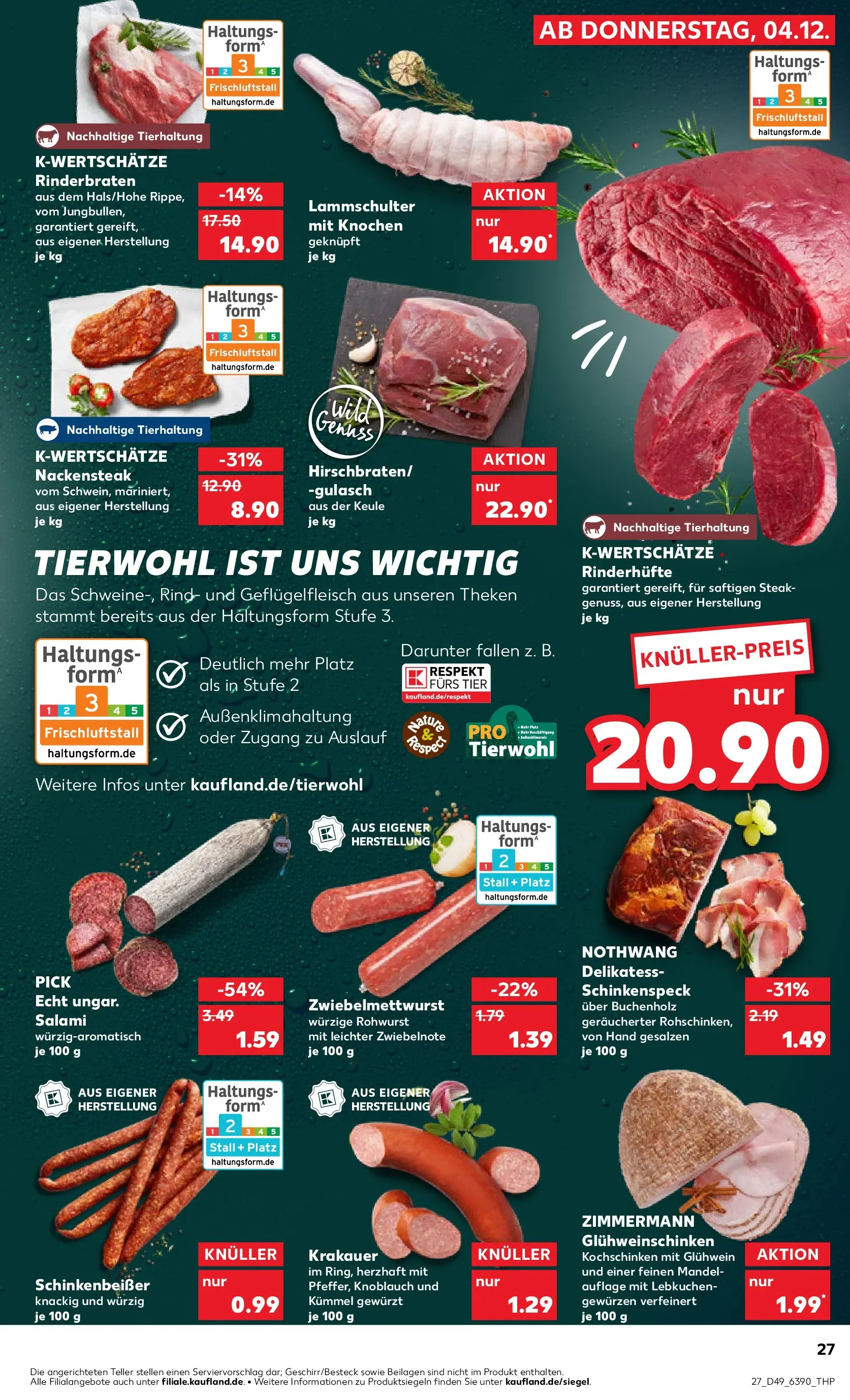 Prospekt Kaufland ab 04.12.2025 » Angebote Online zum Blättern | Seite: 27 | Produkte: Rinderbraten, Gulasch, Knoblauch, Steak