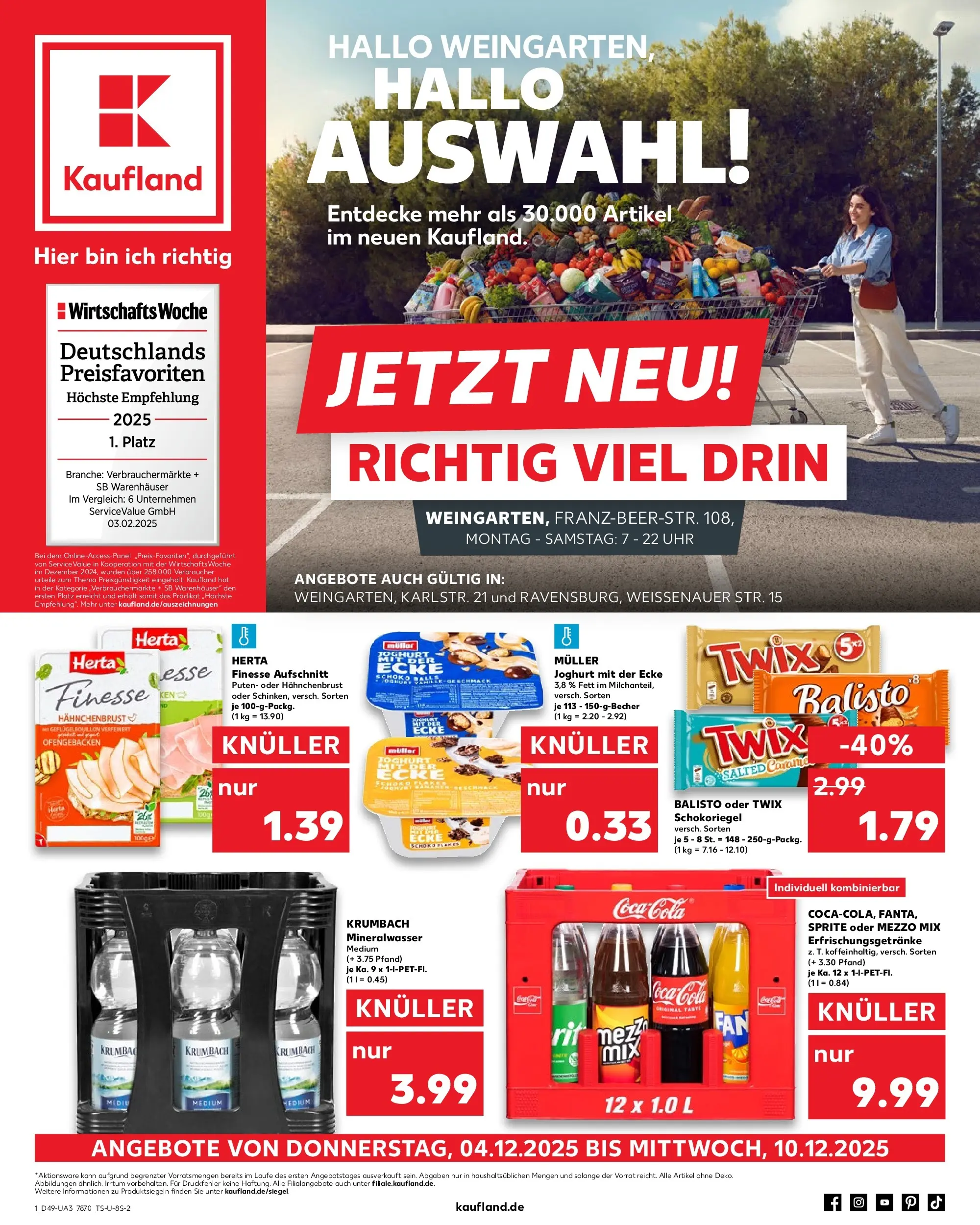 Prospekt Kaufland ab 04.12.2025 » Angebote Online zum Blättern | Seite: 1 | Produkte: Mezzo mix, Coca cola, Cola, Hahnchenbrust