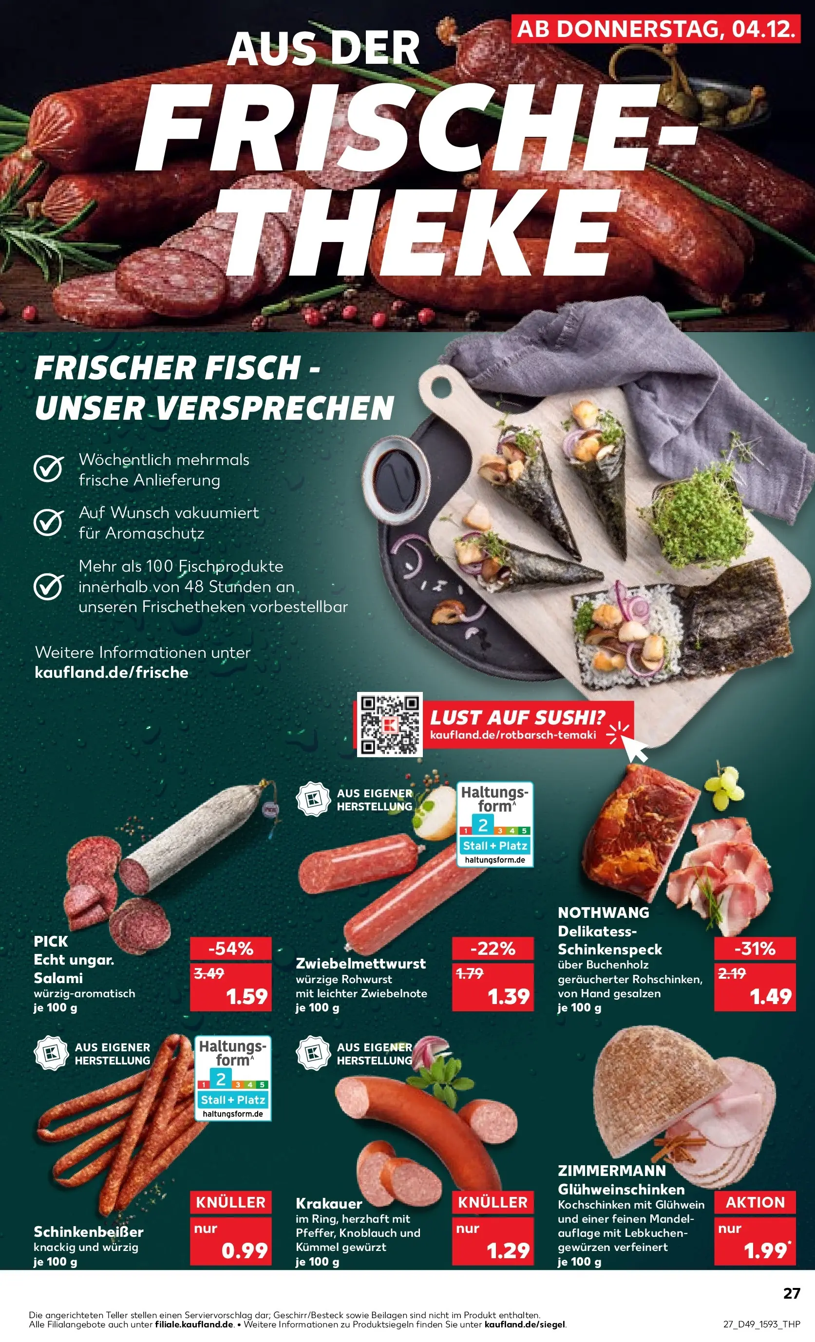 Prospekt Kaufland ab 04.12.2025 » Angebote Online zum Blättern | Seite: 35 | Produkte: Theke, Fisch, Knoblauch, Salami