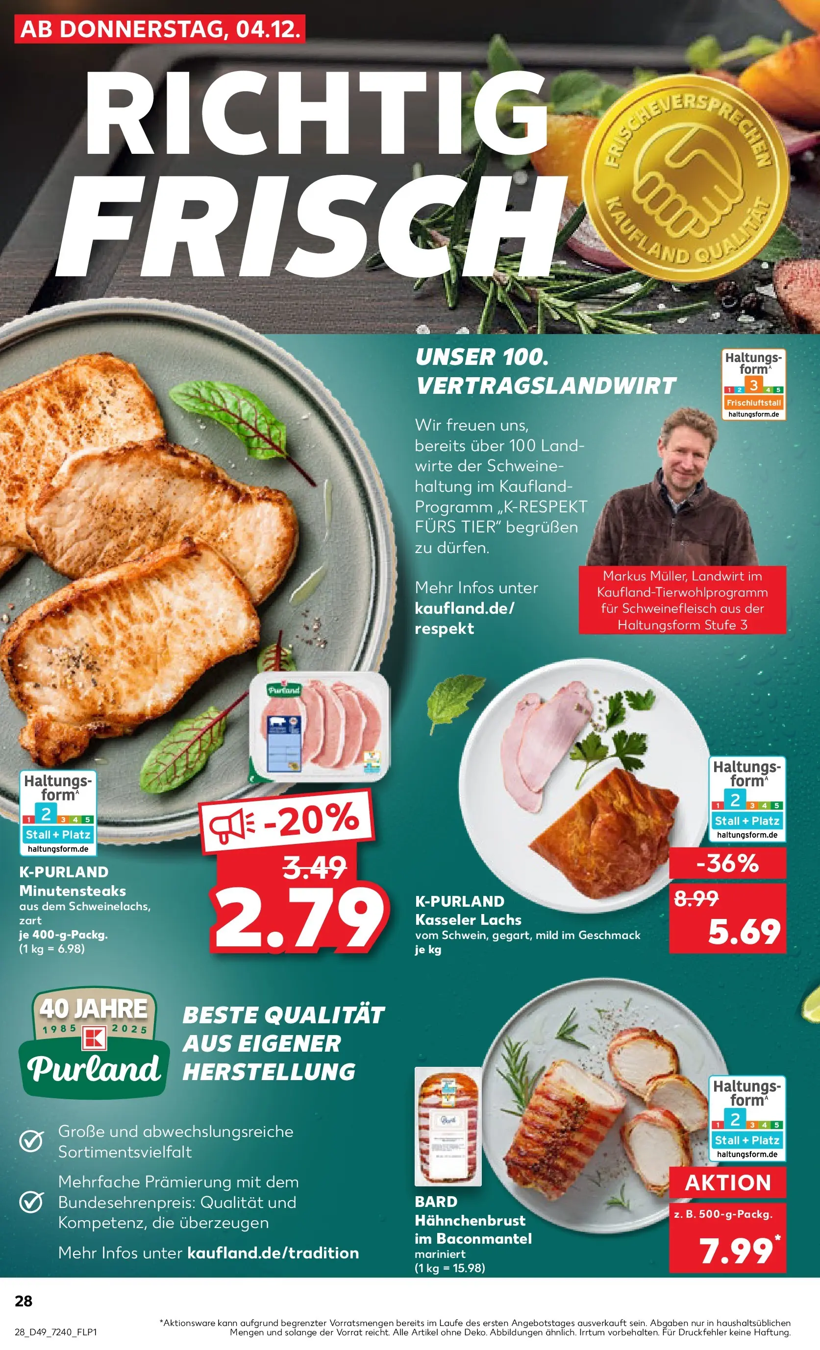 Prospekt Kaufland ab 04.12.2025 » Angebote Online zum Blättern | Seite: 28 | Produkte: Lachs, Schweinefleisch, Steak, Hahnchenbrust