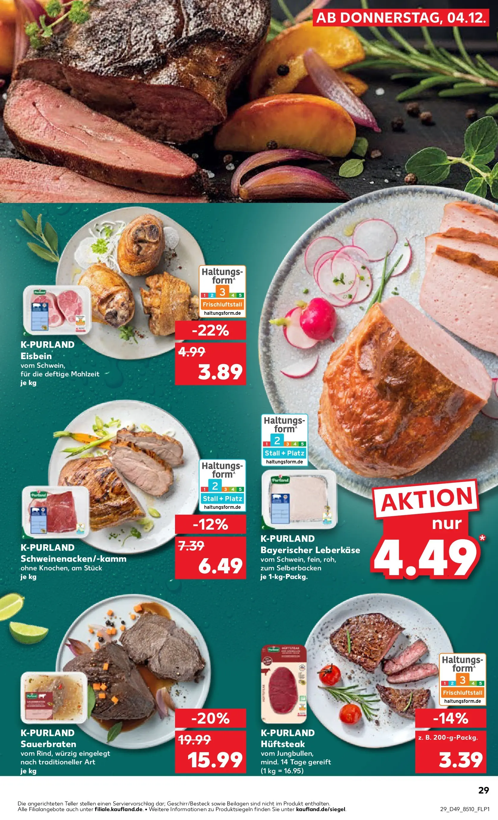 Prospekt Kaufland ab 04.12.2025 » Angebote Online zum Blättern | Seite: 29 | Produkte: Steak, Leberkase