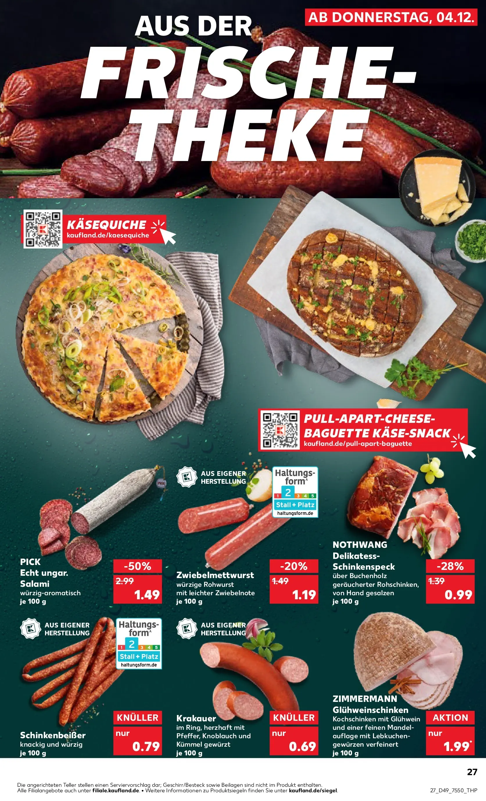Prospekt Kaufland ab 04.12.2025 » Angebote Online zum Blättern | Seite: 27 | Produkte: Theke, Baguette, Knoblauch, Salami