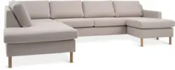JYSK Диван HELLERUP ъглов ляв бежов текстил/натурален дъб