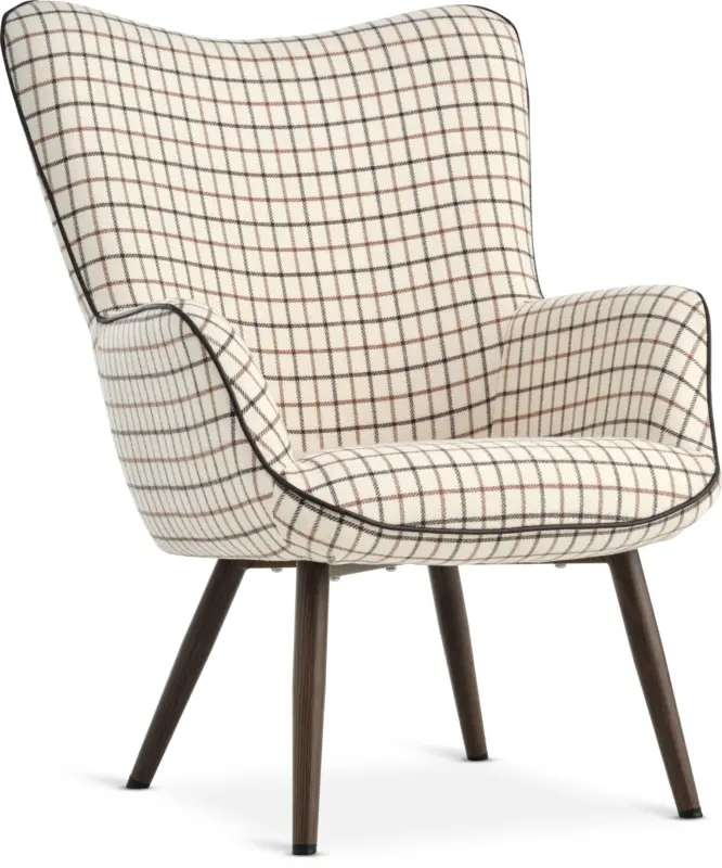 JYSK Кресло BIERSTED на квадратчета бежов/кафяв текстил