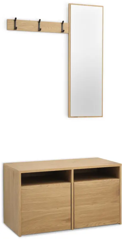 JYSK Портманто RAVSTED с огледало 2 чекмеджета цвят топъл дъб