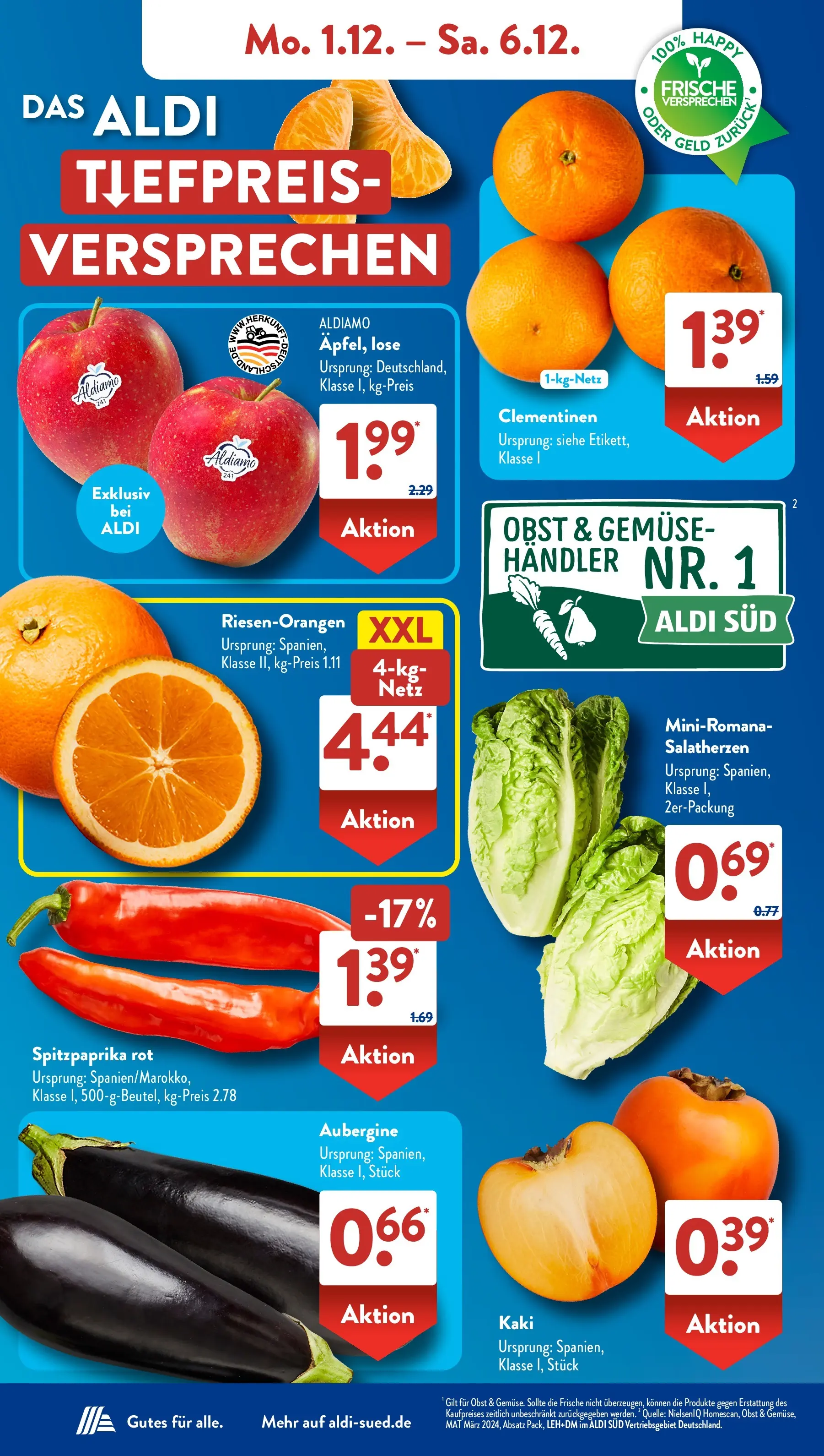 Aldi Süd - Aldi Süd: Wochenangebote (ab 30.11.2025) zum Blättern | Seite: 4 | Produkte: Gemüse, Obst, Aubergine, Kaki