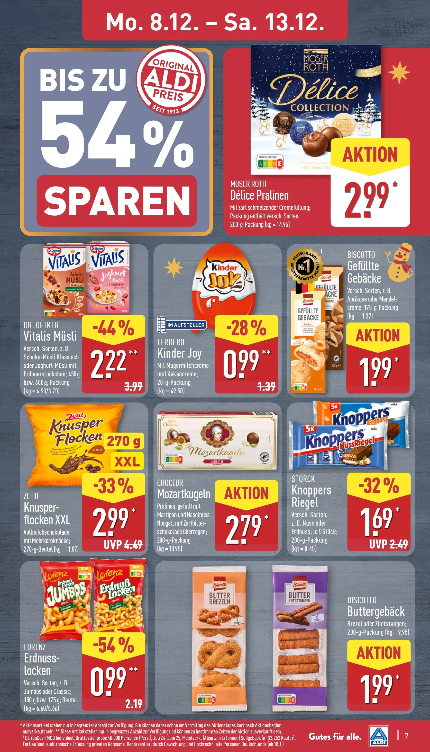 Aldi - ALDI Nord: Wochenangebote (ab 07.12.2025) » Angebote Online | Seite: 8 | Produkte: Musli, Schokolade, Kinder joy, Knoppers