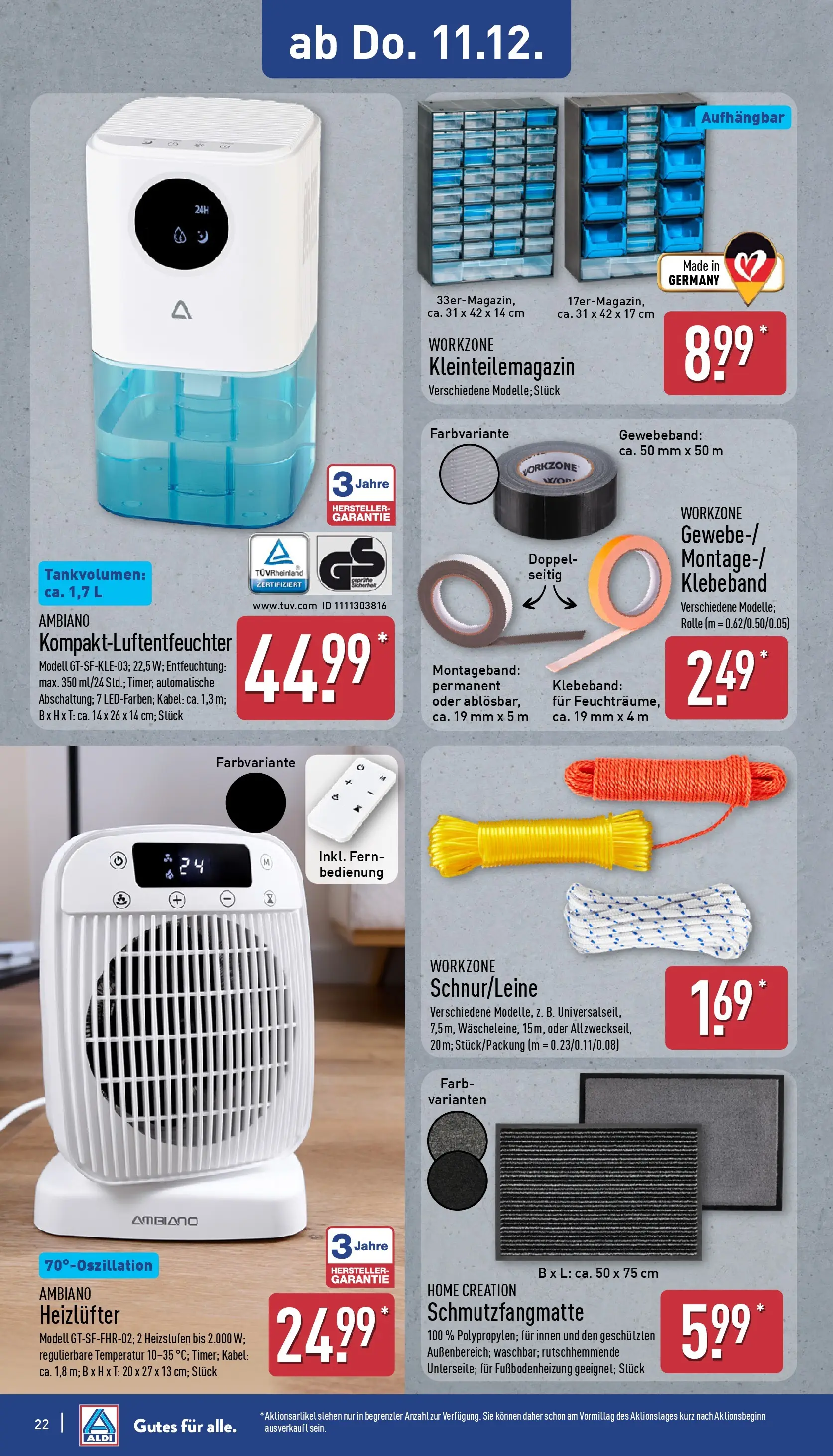 Aldi - ALDI Nord: Wochenangebote (ab 07.12.2025) » Angebote Online | Seite: 23 | Produkte: Kabel, Schmutzfangmatte, Home creation