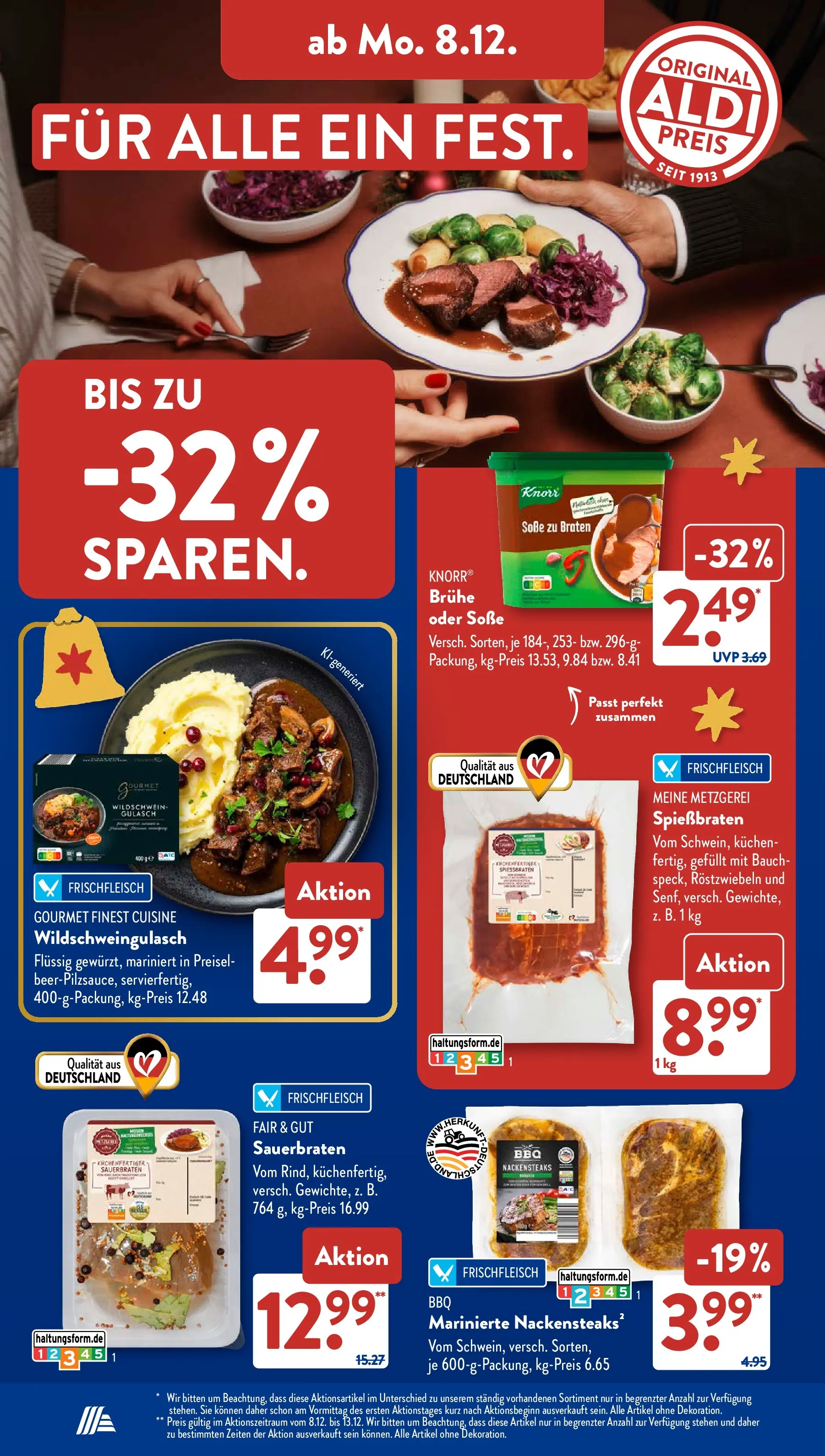 Aldi Süd - Aldi Süd: Wochenangebote (ab 07.12.2025) zum Blättern | Seite: 12 | Produkte: Nackensteaks, Knorr, Gulasch, Kuchen