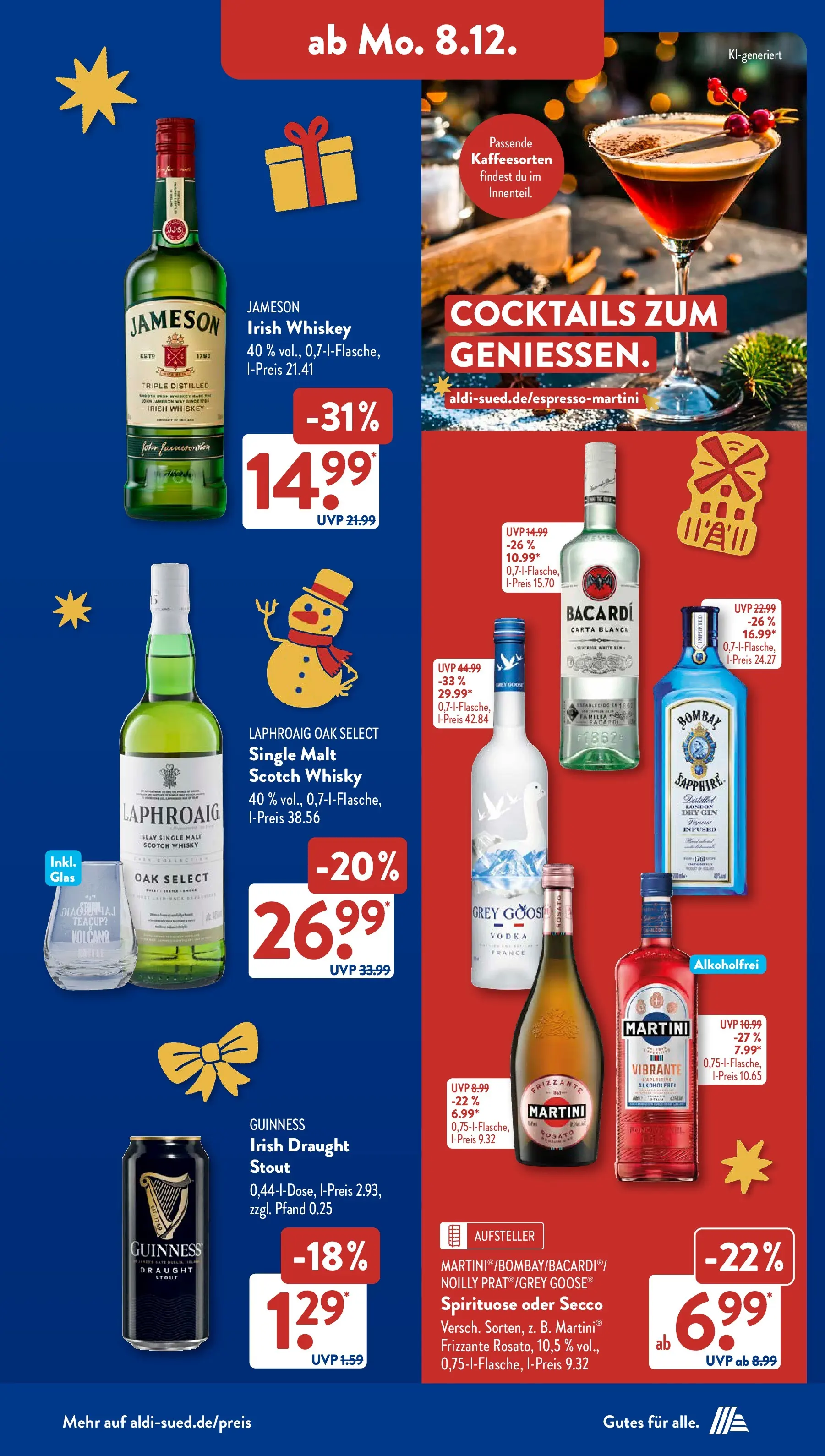 Aldi Süd - Aldi Süd: Wochenangebote (ab 07.12.2025) zum Blättern | Seite: 19 | Produkte: Martini, Bacardi, Whisky, Gin