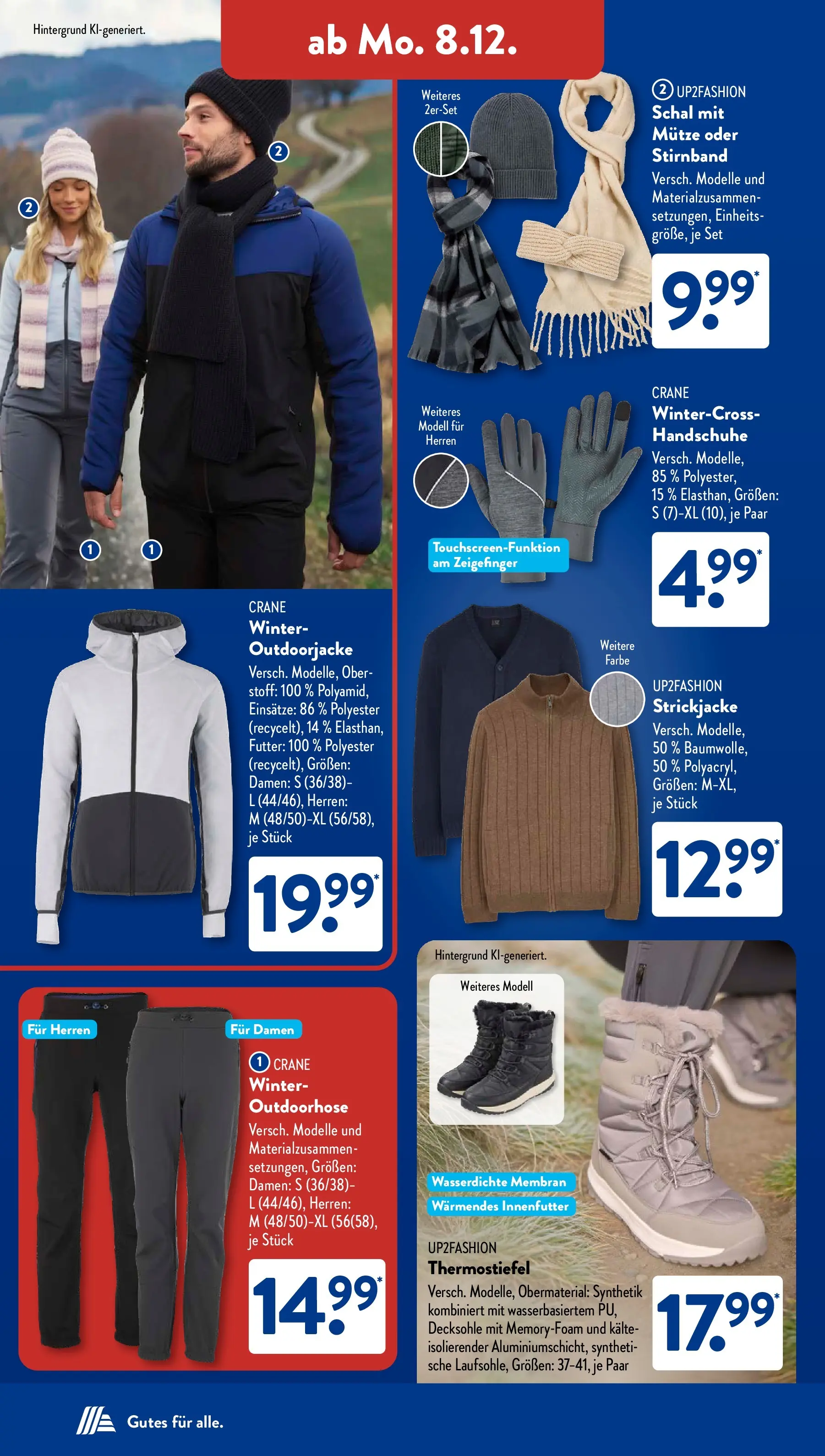 Aldi Süd - Aldi Süd: Wochenangebote (ab 07.12.2025) zum Blättern | Seite: 24 | Produkte: Up2fashion, Schal, Handschuhe, Strickjacke