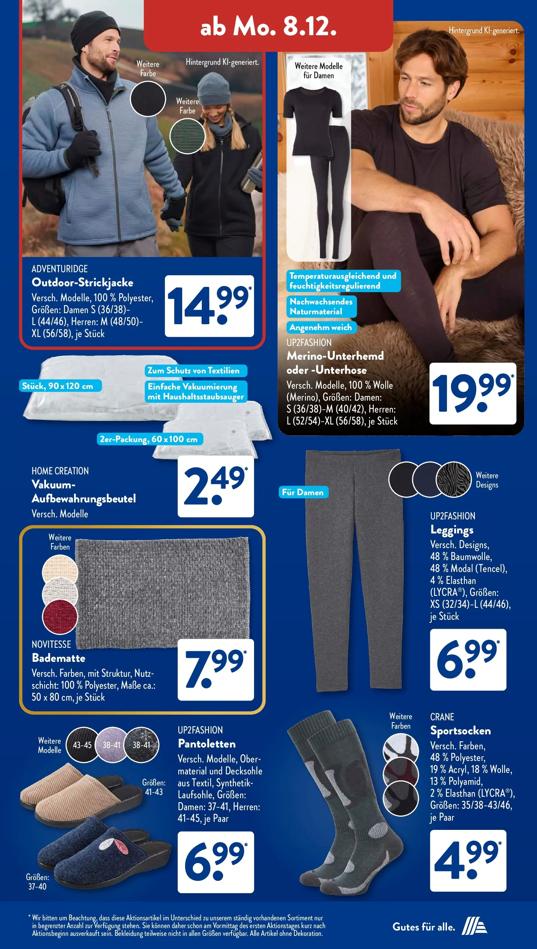 Aldi Süd - Aldi Süd: Wochenangebote (ab 07.12.2025) zum Blättern | Seite: 25 | Produkte: Up2fashion, Bekleidung, Leggings, Home creation