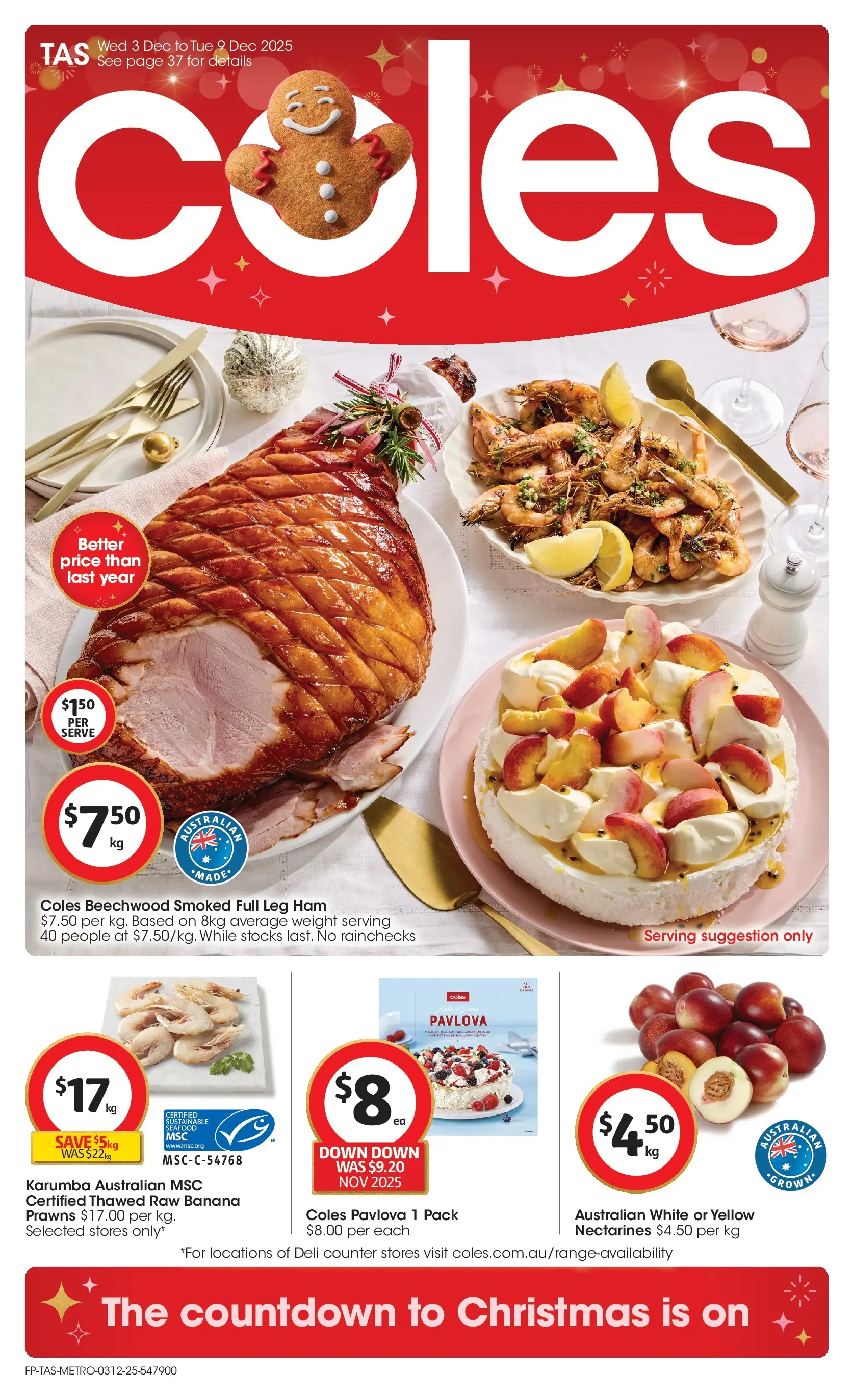﻿﻿Coles catalogue valid from 03/12/2025 > Online Australia | Page: 1 | Products: Ham, Seafood, Pavlova, Weight