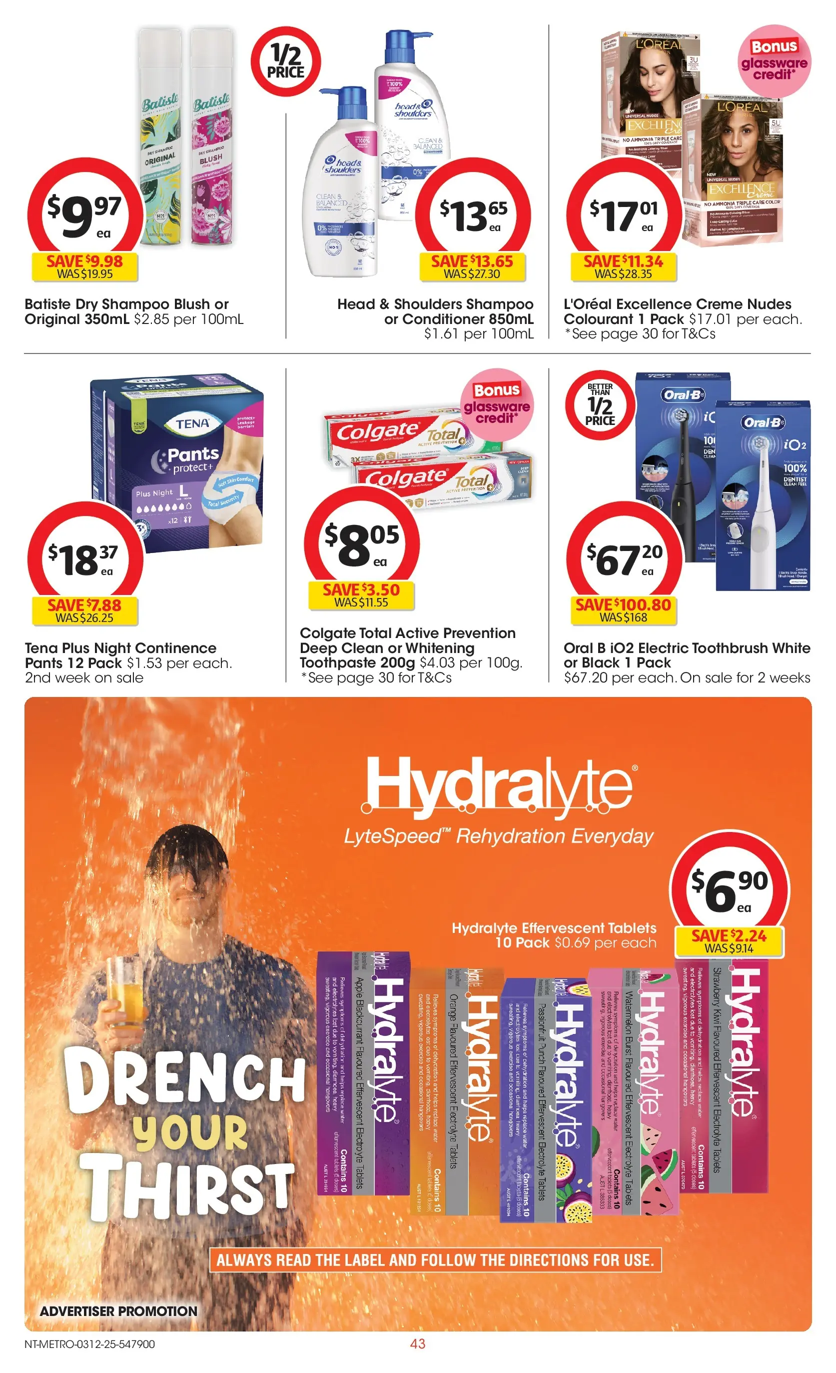 ﻿﻿Coles catalogue valid from 03/12/2025 > Online Australia | Page: 43 | Products: Conditioner, Glassware, Toothbrush, Watermelon