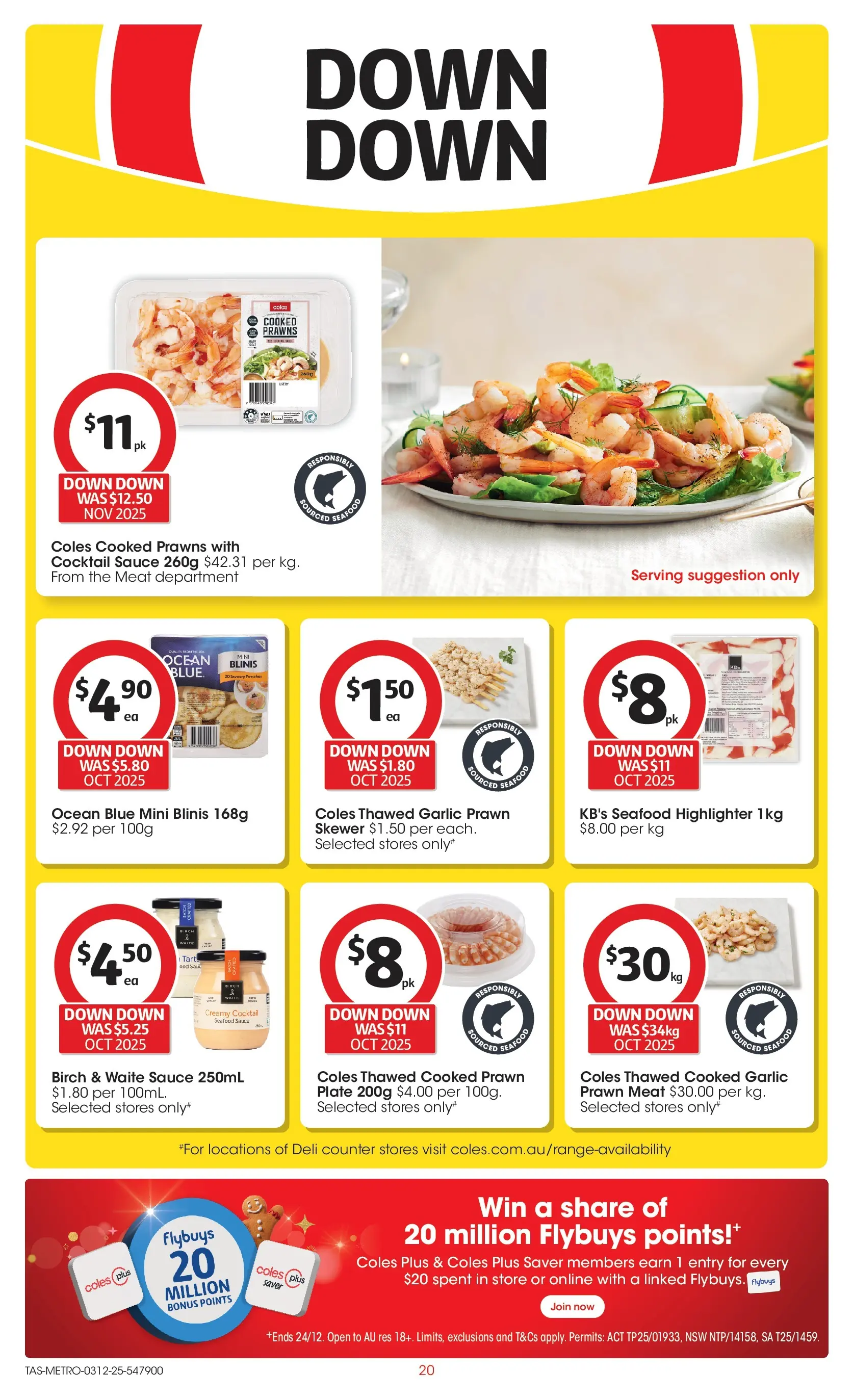 ﻿﻿Coles catalogue valid from 03/12/2025 > Online Australia | Page: 20 | Products: Meat, Prawns, Seafood, Garlic