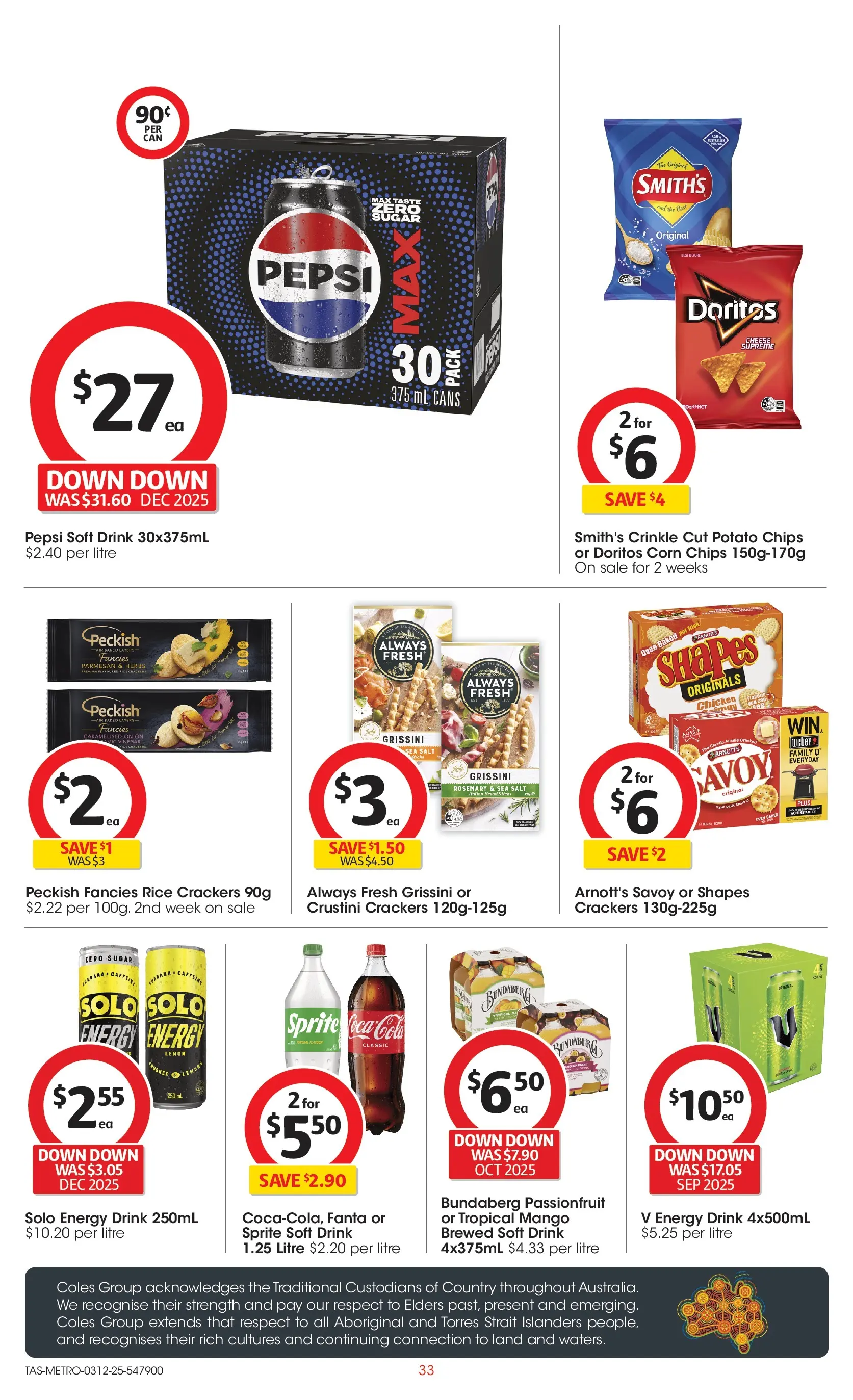 ﻿﻿Coles catalogue valid from 03/12/2025 > Online Australia | Page: 33 | Products: Crackers, Chips, Lemon, Vinegar