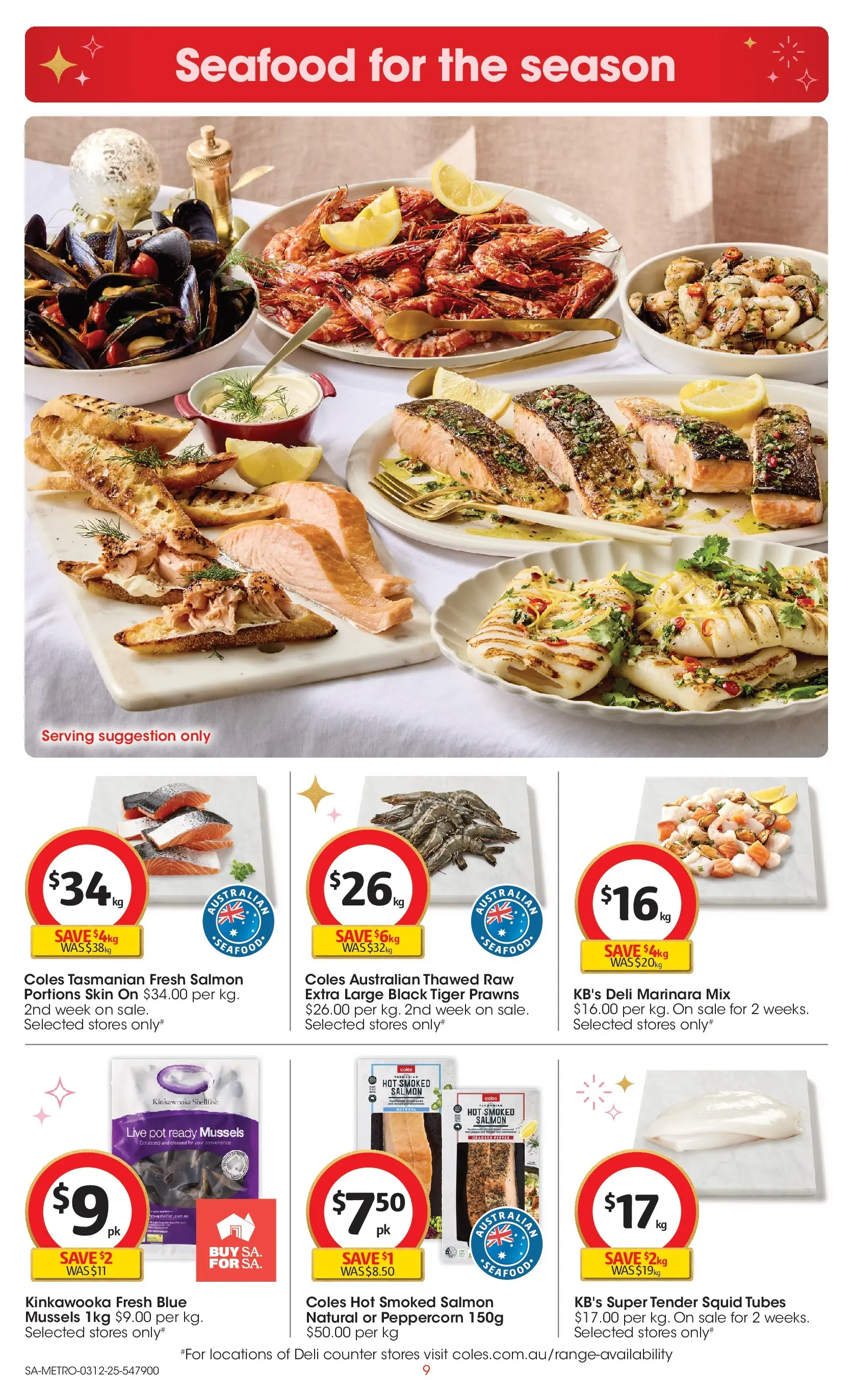 ﻿﻿Coles catalogue valid from 03/12/2025 > Online Australia | Page: 9 | Products: Pot, Prawns, Pepper, Seafood